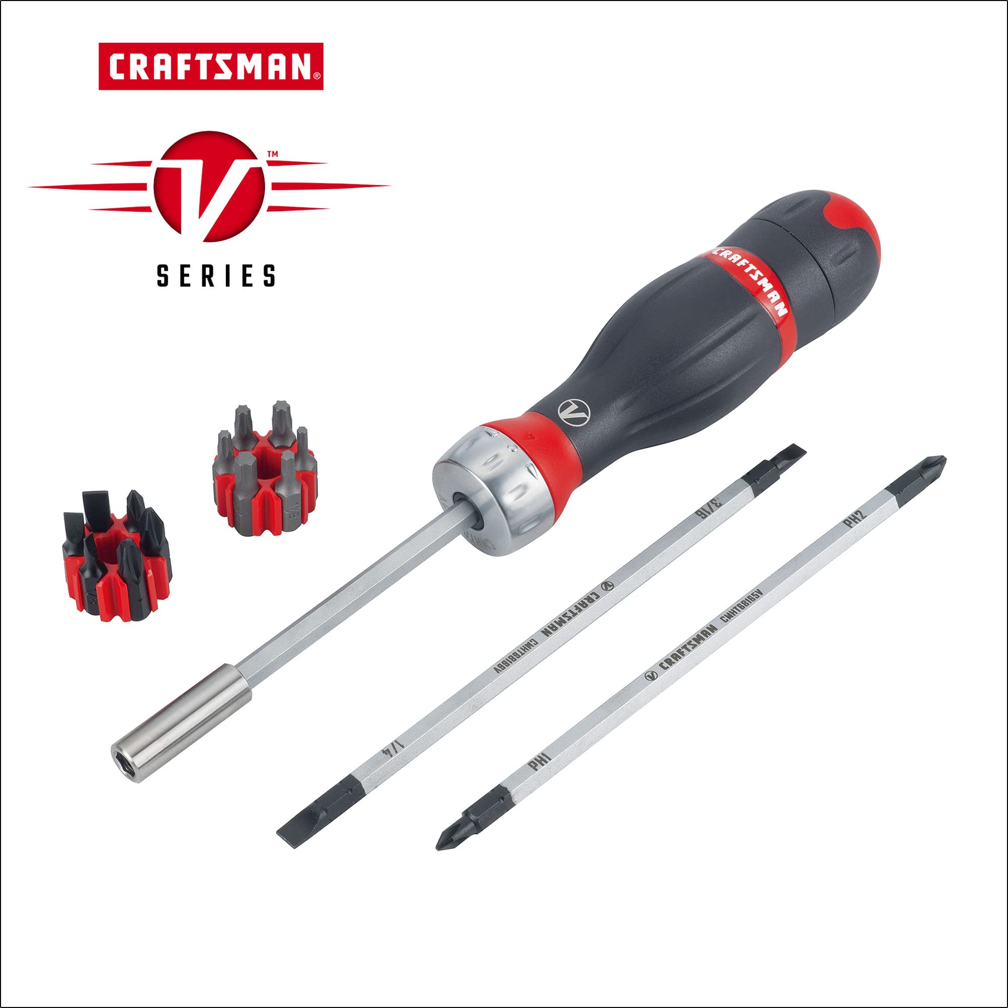 craftsman-v-series-3-in-1-ratcheting-screwdriver-set-with-x-tract-bits-18-piece- image 2