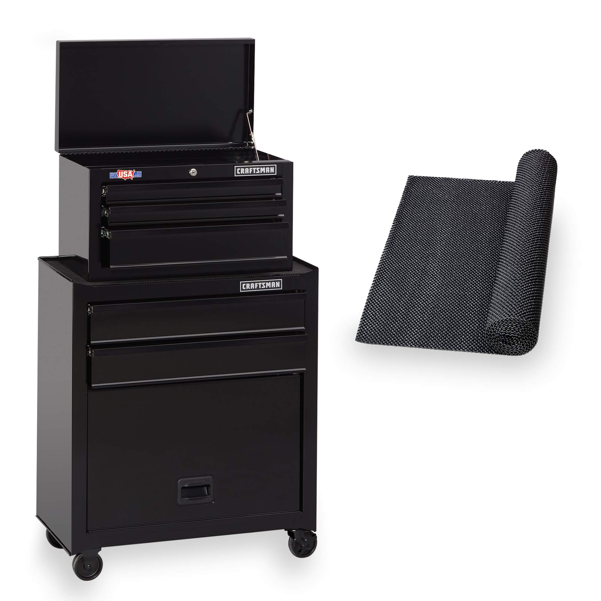 craftsman-26-inch-5-drawer-tool-chest-and-rolling-cabinet-combo-with-liner-cmst8 image 1