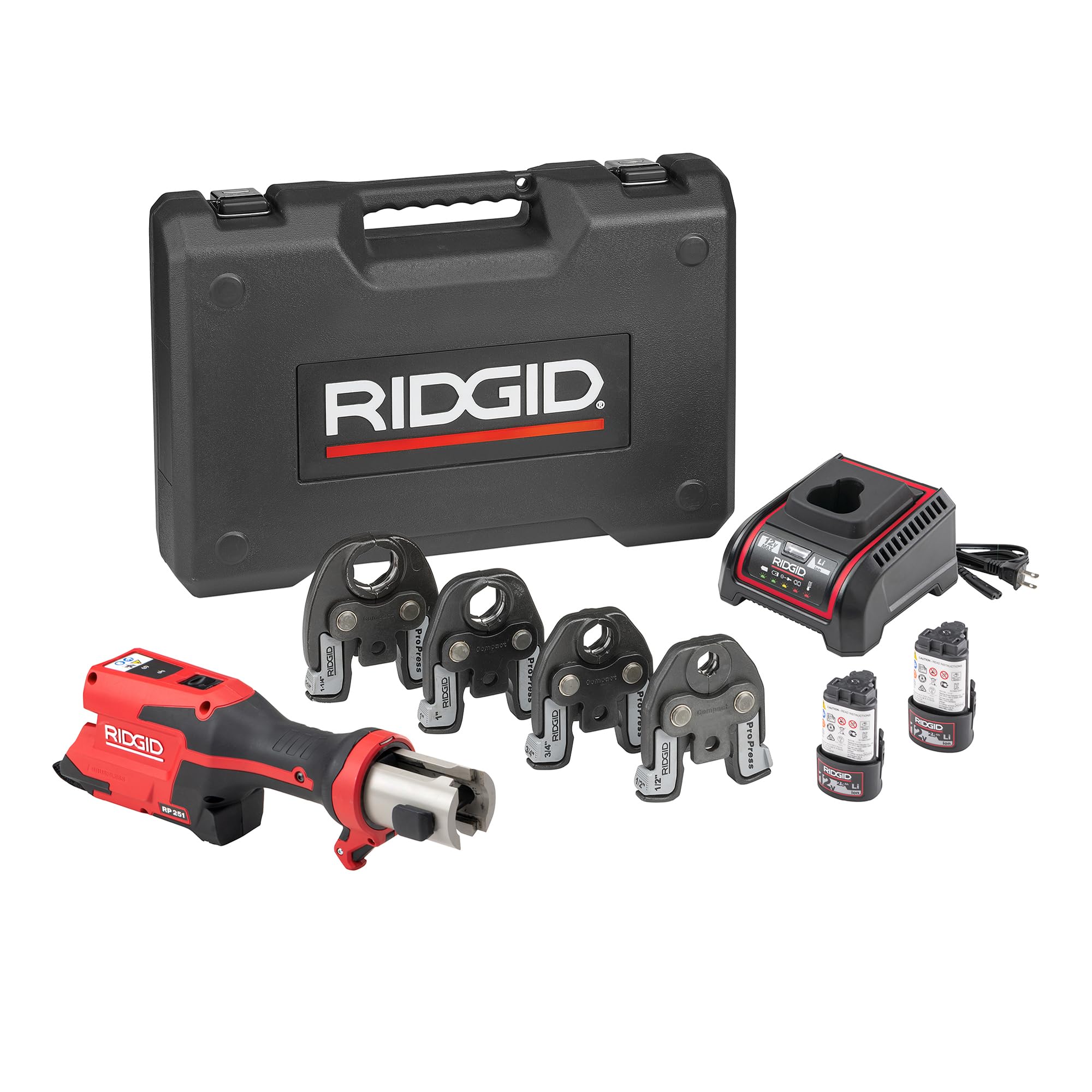ridgid-rp-251-compact-press-tool-battery-kit-with-propress-jaws-1-2-to-1-1-4-781 image 1