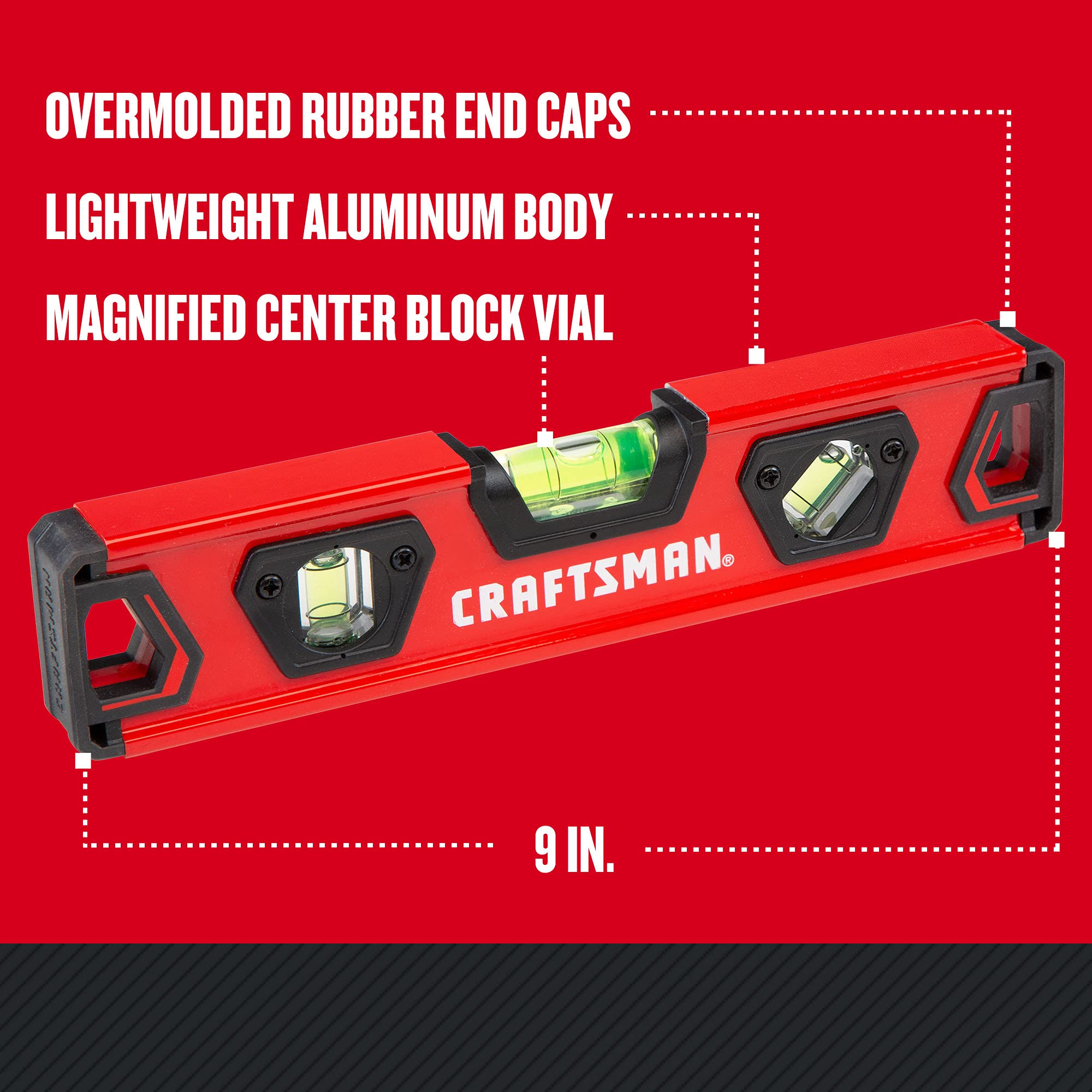 craftsman-torpedo-level-9-inch-with-shock-absorbing-end-caps-cmht82390 image 2