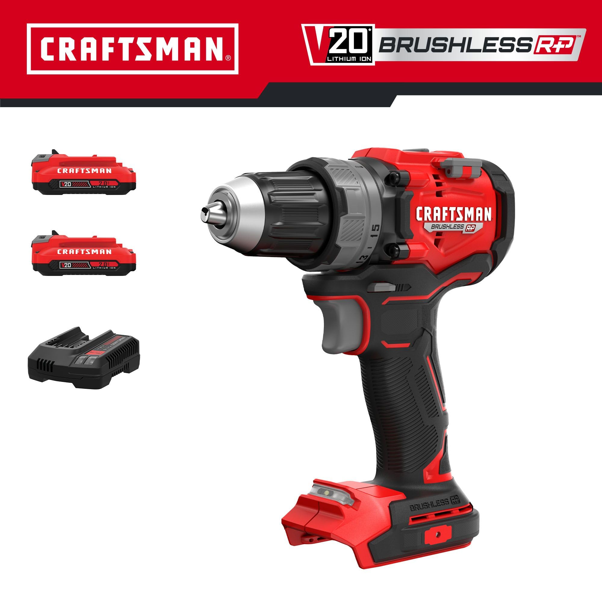 craftsman-v20-1-2-inch-brushless-drill-driver-kit-cmcd725d2-with-2-batteries-and image 2