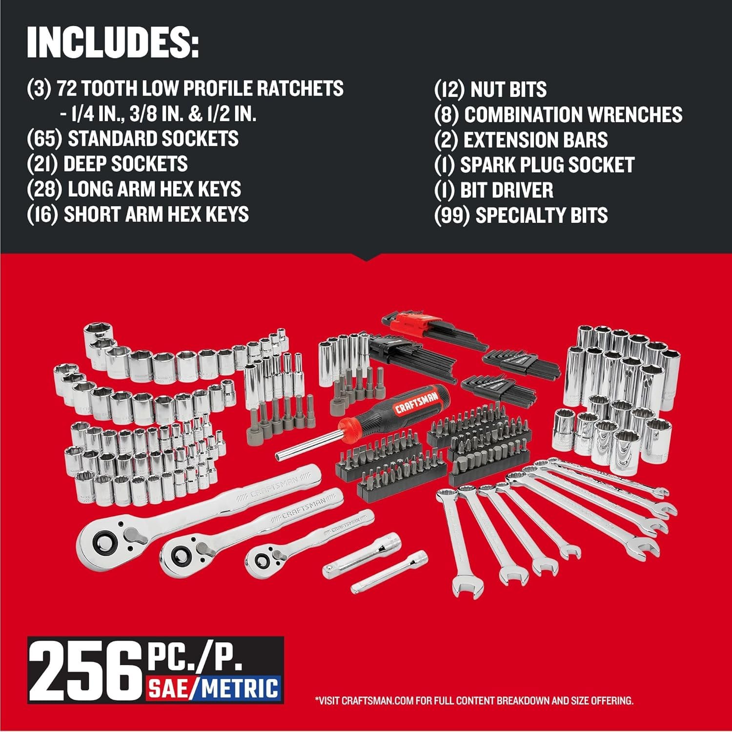 craftsman-256-piece-mechanics-tool-set-cmmt45256-with-72-tooth-low-profile-ratch image 2