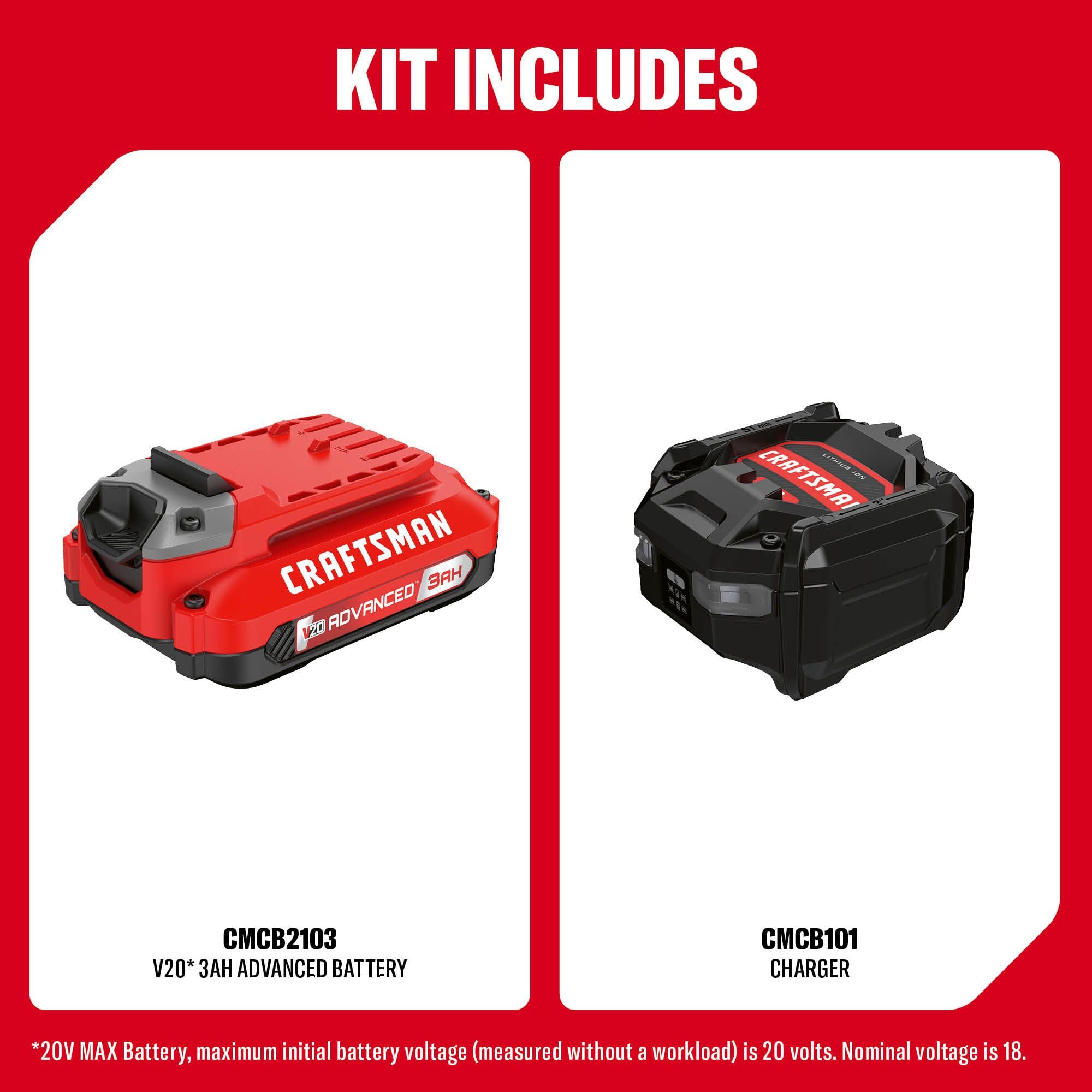 craftsman-v20-3-ah-advanced-battery-starter-kit-with-charger-cmcb2103-ck image 2