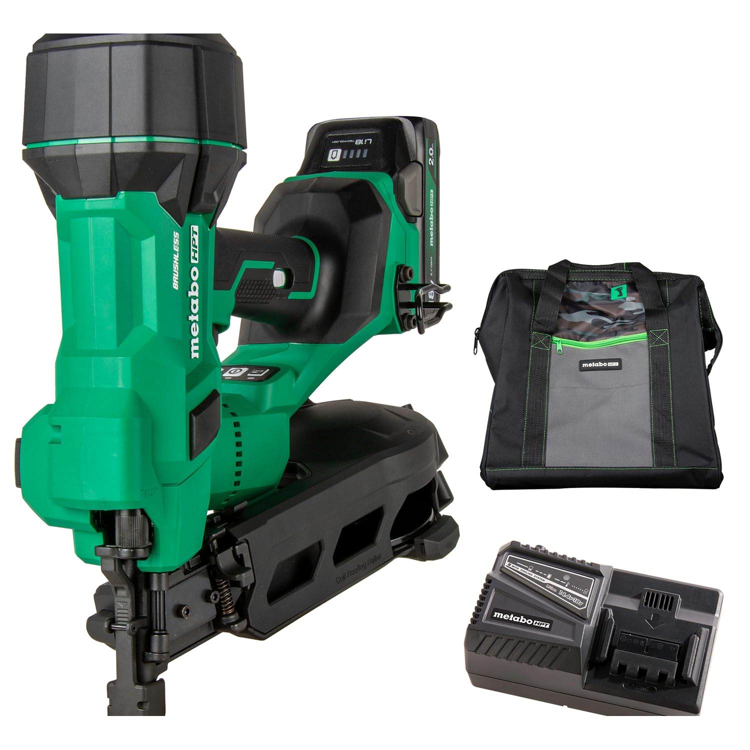metabo-hpt-18v-multivolt-brushless-cordless-coil-roofing-nailer-nv1845da-with-2- image 1