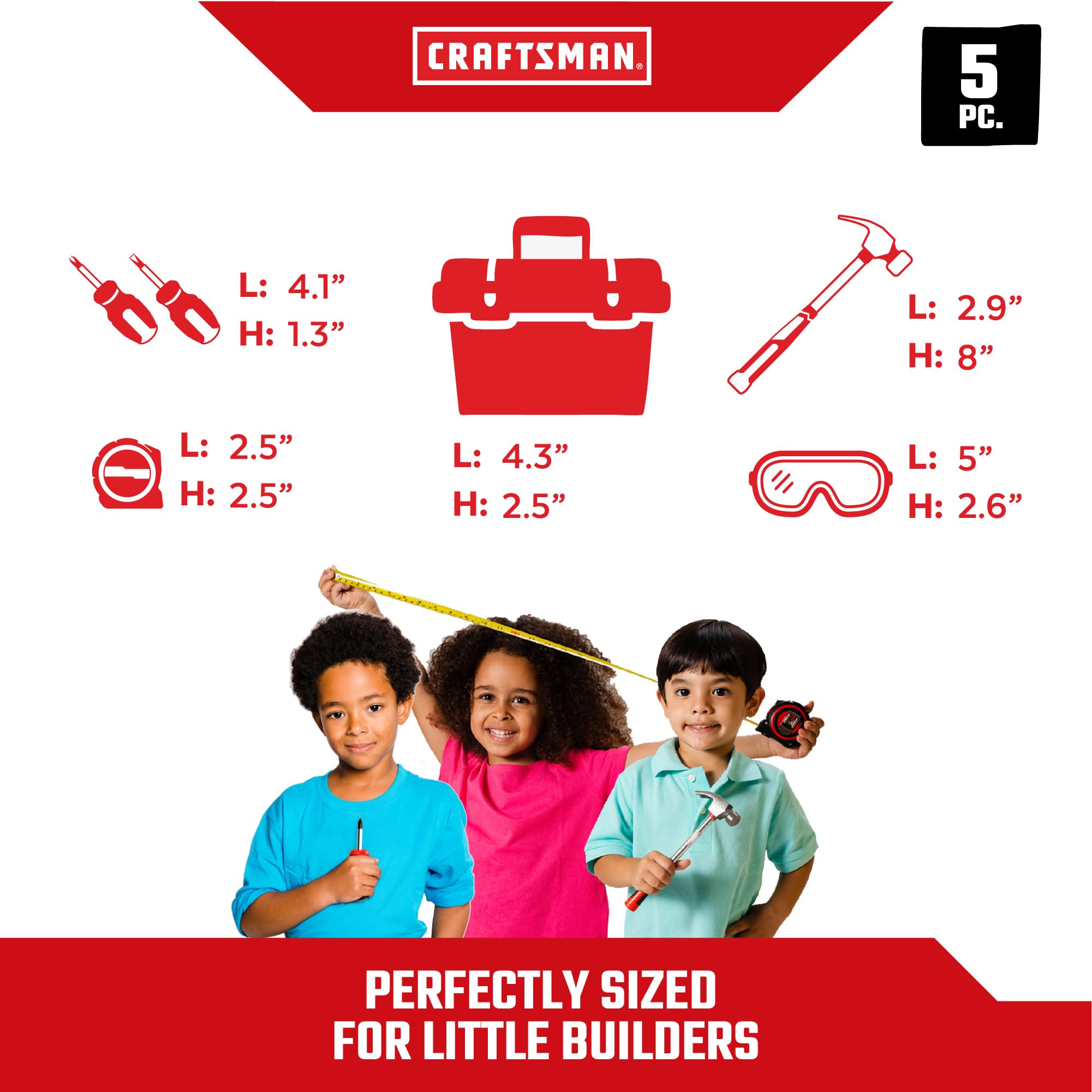 craftsman-5-piece-kid-sized-tool-set-with-toolbox image 5