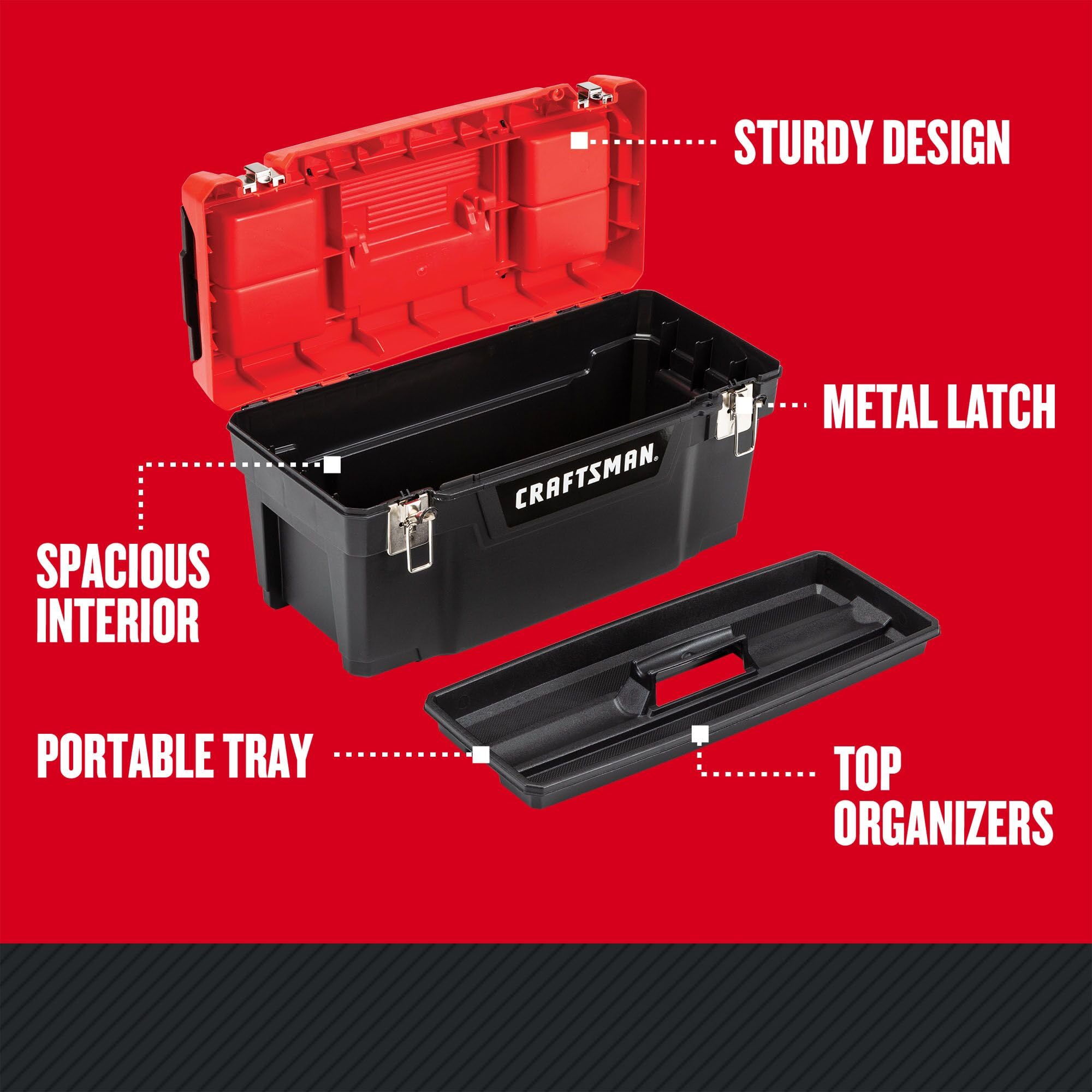 craftsman-20-inch-lockable-tool-box-with-removable-tray-and-small-parts-storage- image 2