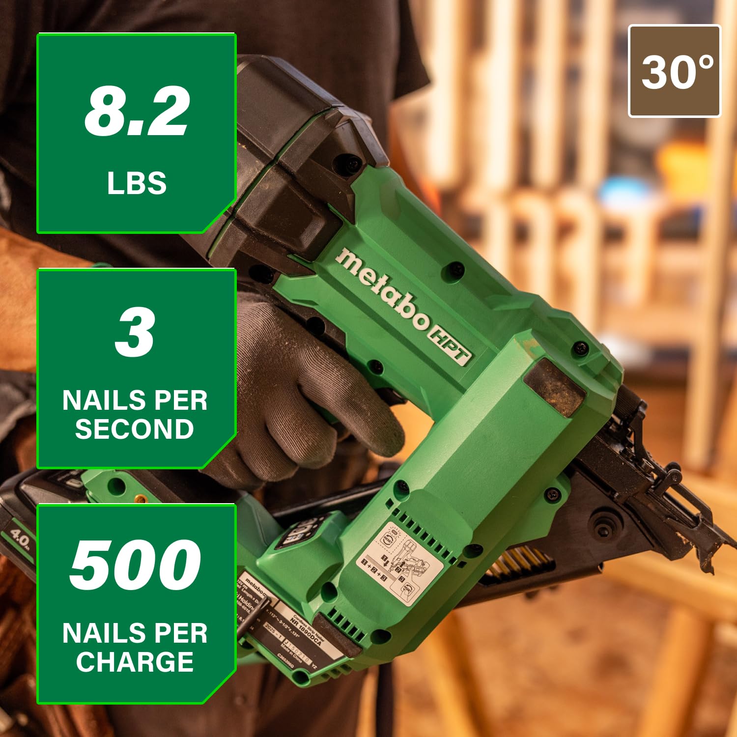metabo-hpt-nr1890dca-18v-multivolt-cordless-framing-nailer-bundle-with-2-5ah-5-0 image 2