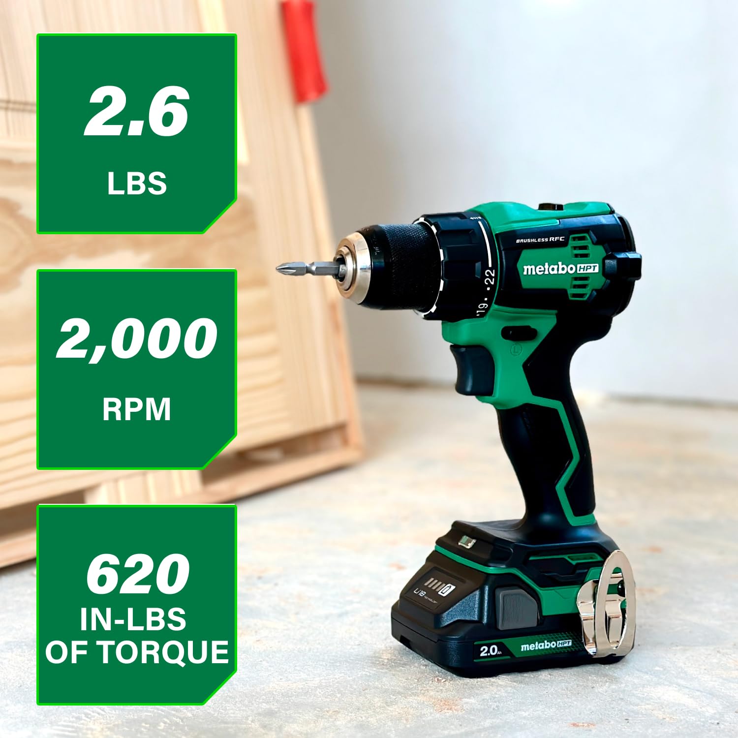 metabo-hpt-18v-multivolt-1-2-cordless-brushless-driver-drill-kit-2-batteries-and image 2