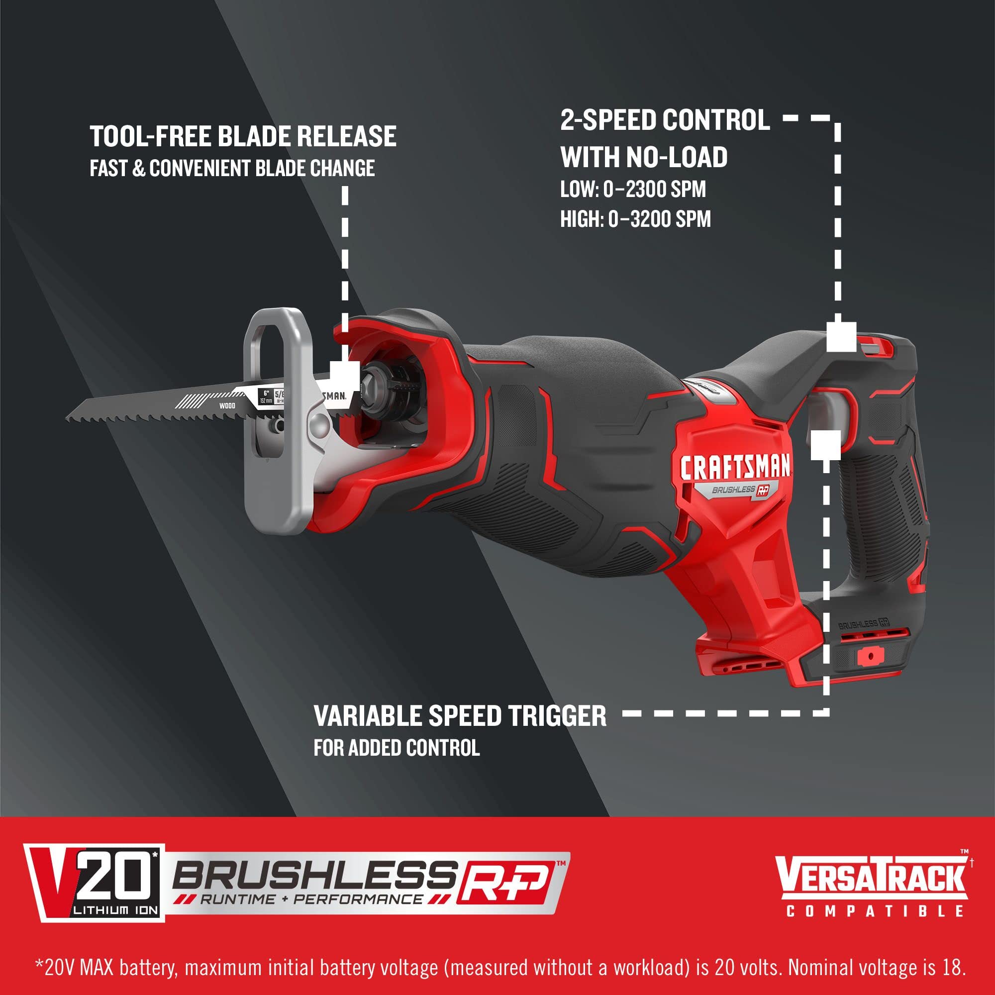 craftsman-v20-brushless-rp-cordless-reciprocating-saw-8-inch-bare-tool-only-cmcs image 2