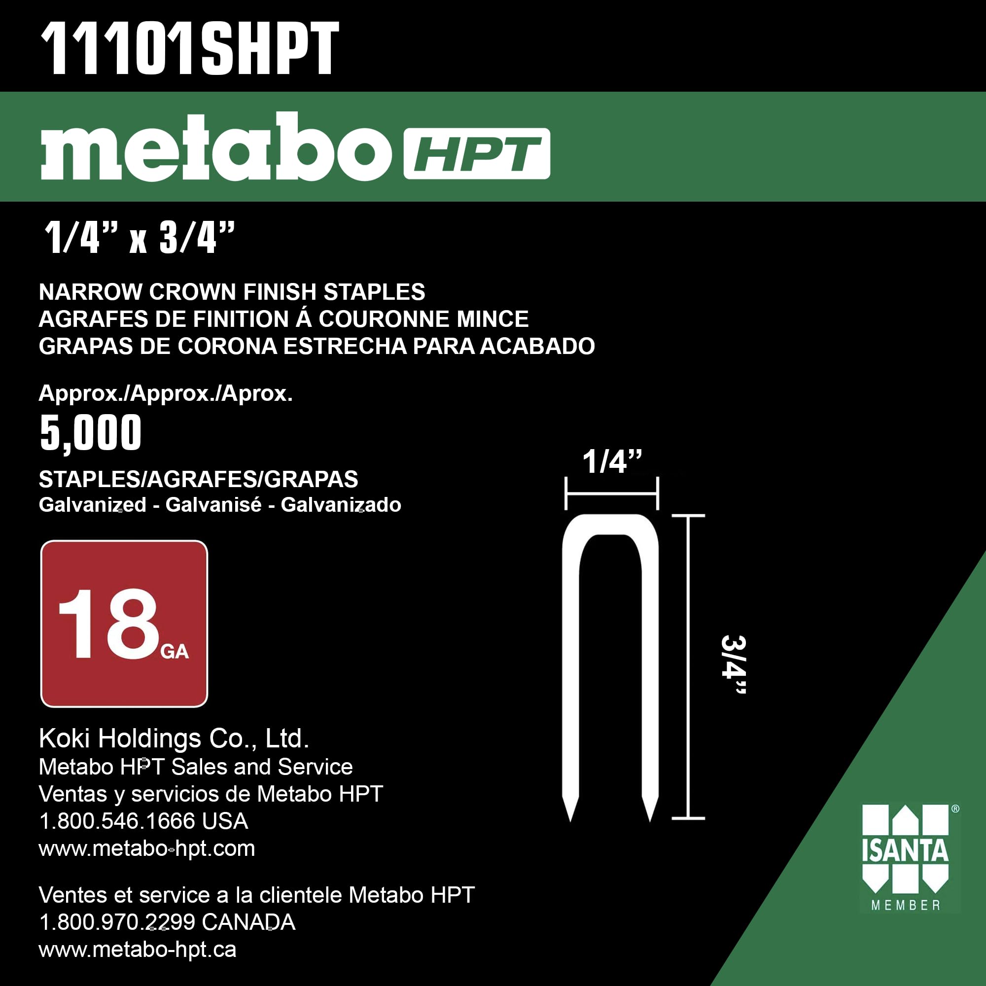 metabo-hpt-finish-staples-1-4-x-3-4-18-gauge-electro-galvanized-5000-count-11101 image 2