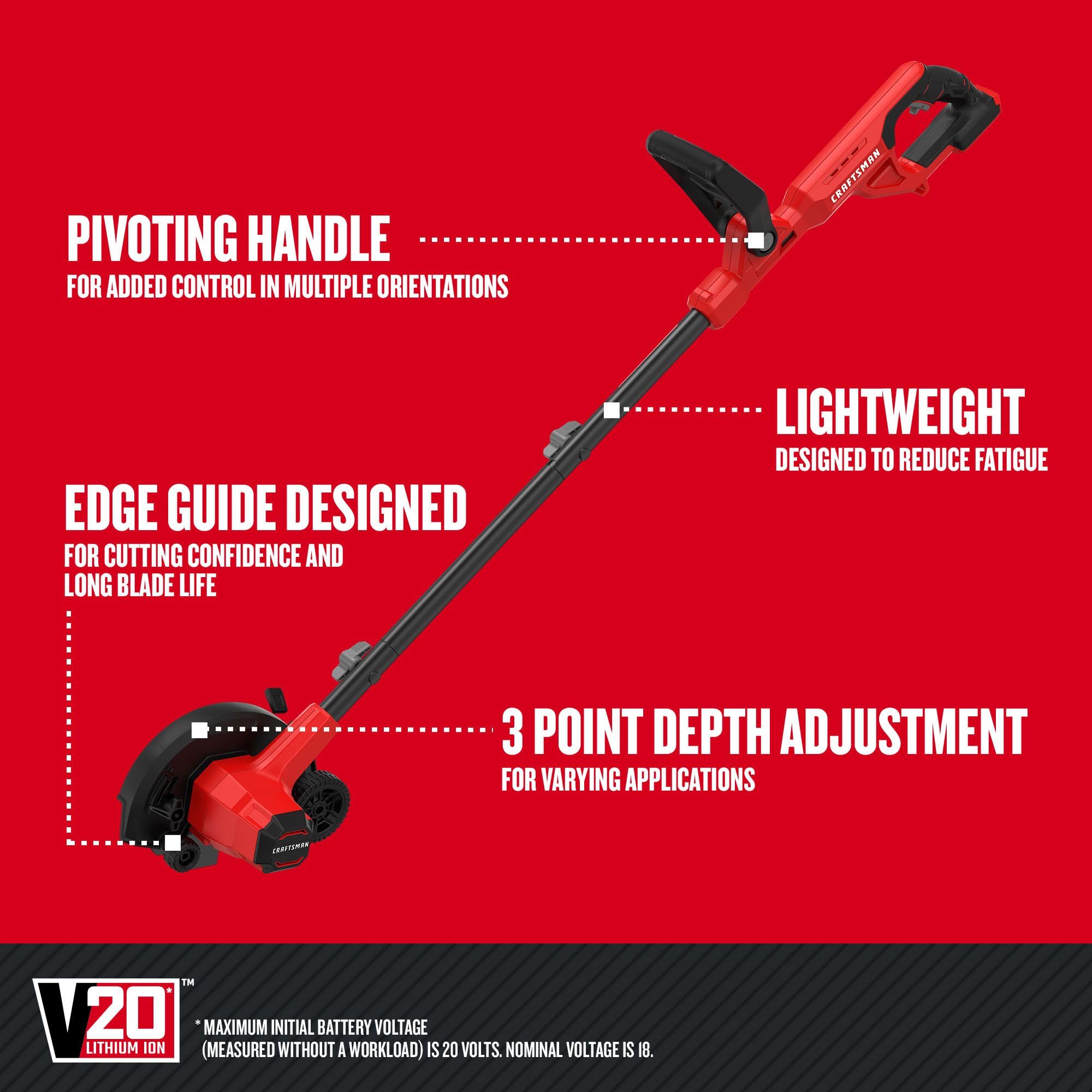 craftsman-20v-cordless-edger-bare-tool-only-cmced400b-v20-platform-4-position-de image 2