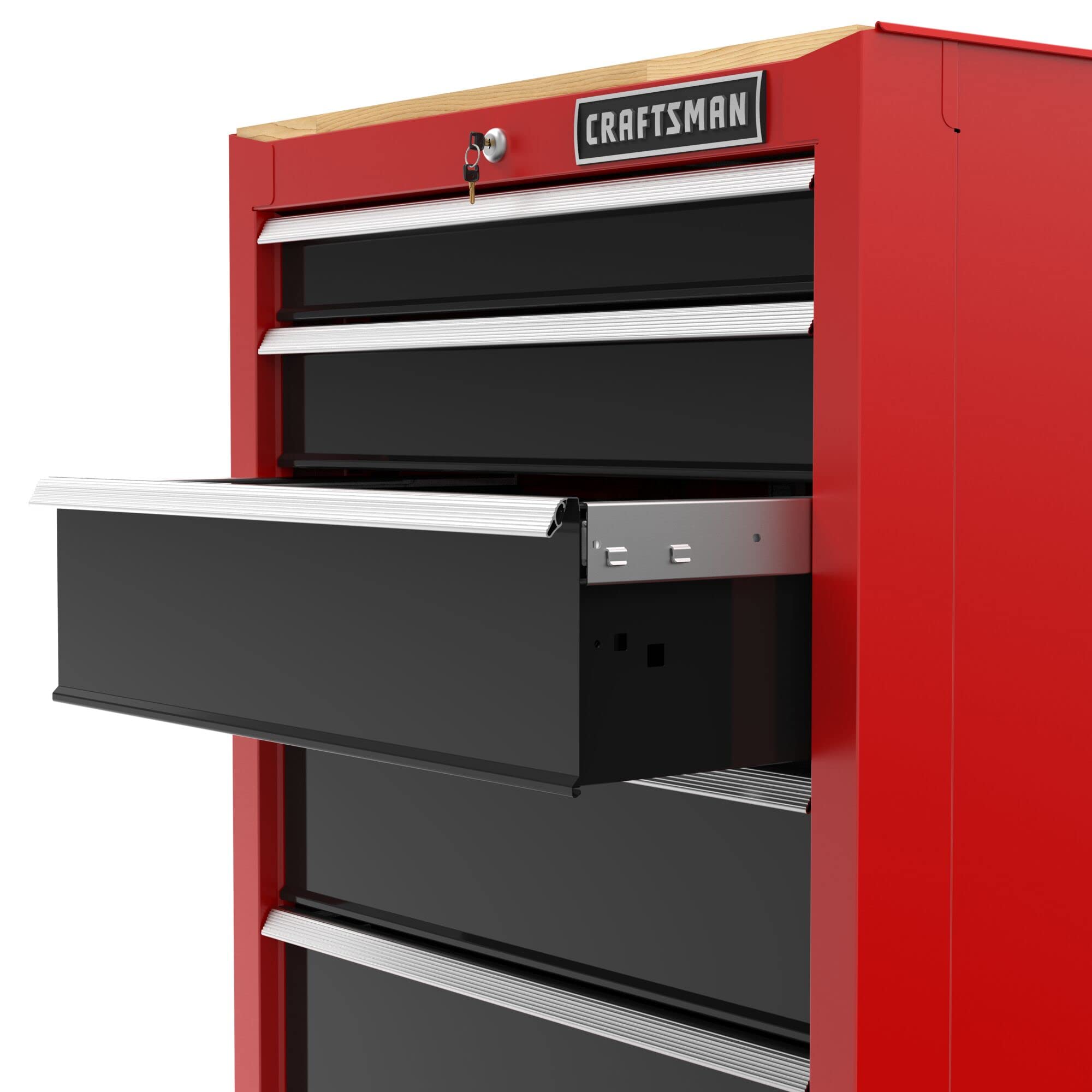 craftsman-cmst22602rb-5-drawer-metal-garage-storage-cabinet-with-butcher-block-t image 5