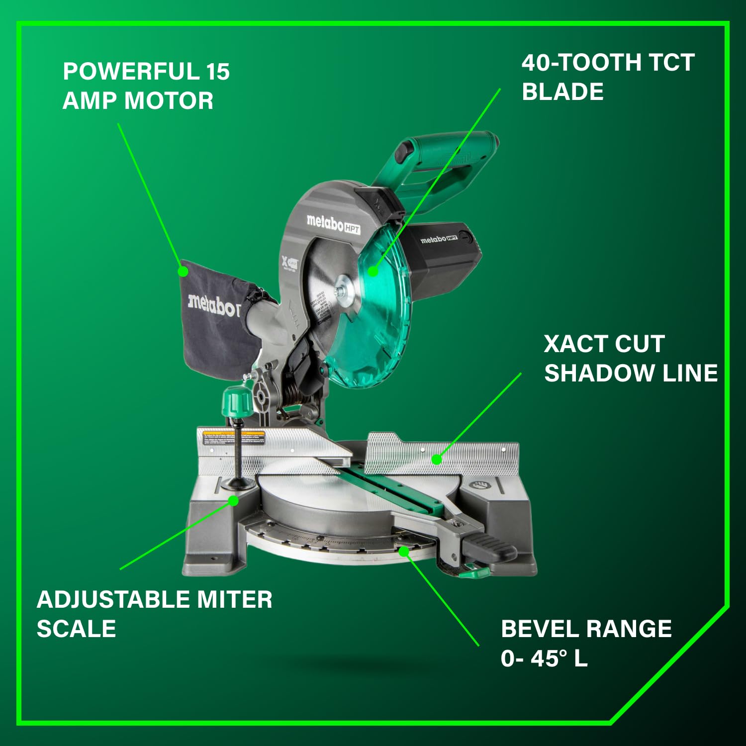metabo-hpt-c10fcg2-10-inch-single-bevel-compound-miter-saw-15-amp-5-000-rpm-ligh image 4