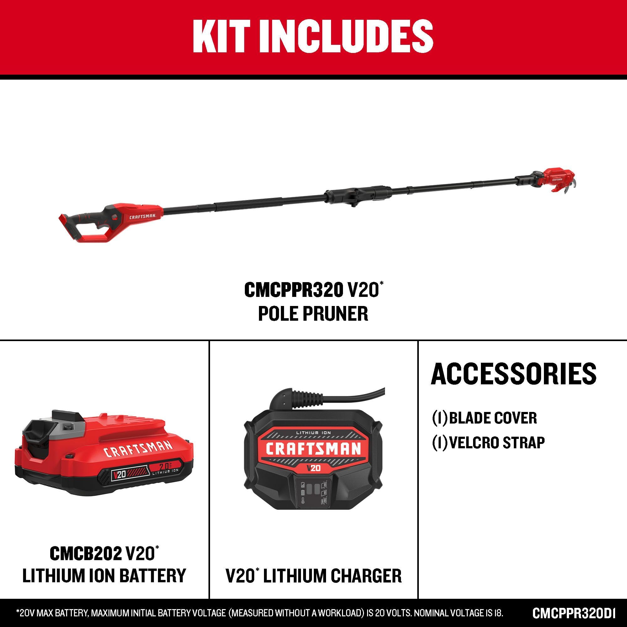 craftsman-v20-8-ft-cordless-pole-saw-2-ah-battery-and-charger-included-tree-prun image 2