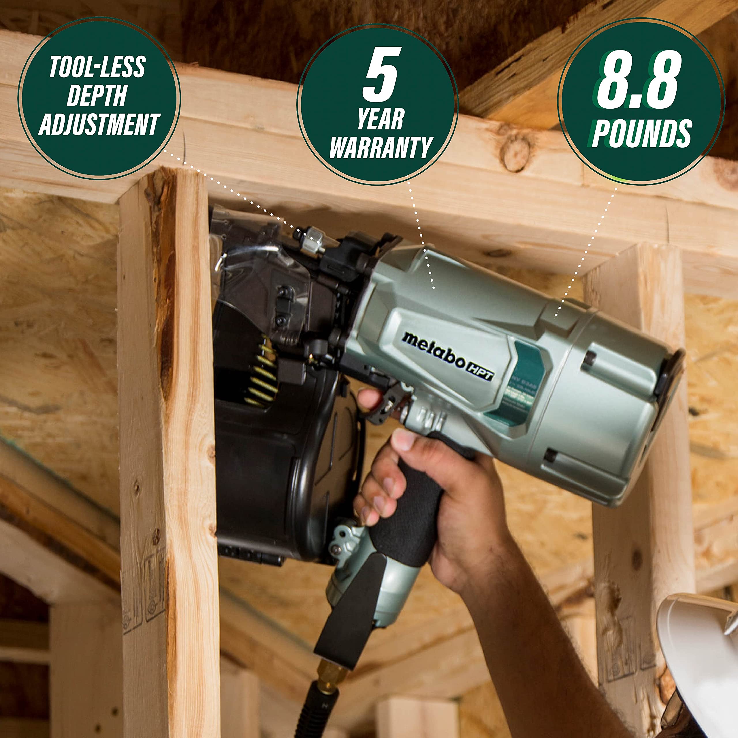 metabo-hpt-nv83a5-coil-framing-nailer-15-degree-pneumatic-2-to-3-1-4-nails image 2