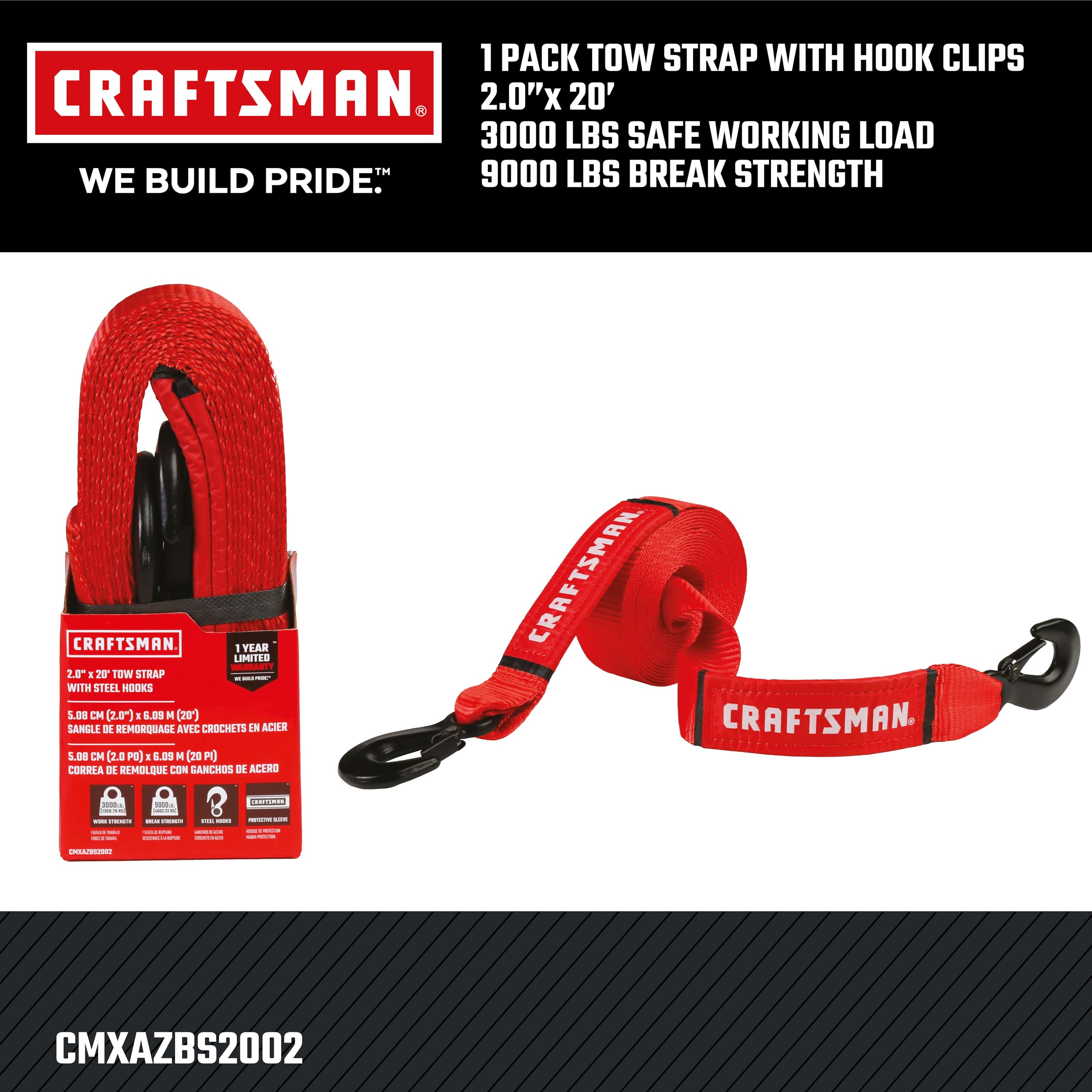 craftsman-2-x-20-tow-strap-with-coated-forged-steel-safety-clip-hooks-9-000-lbs- image 7