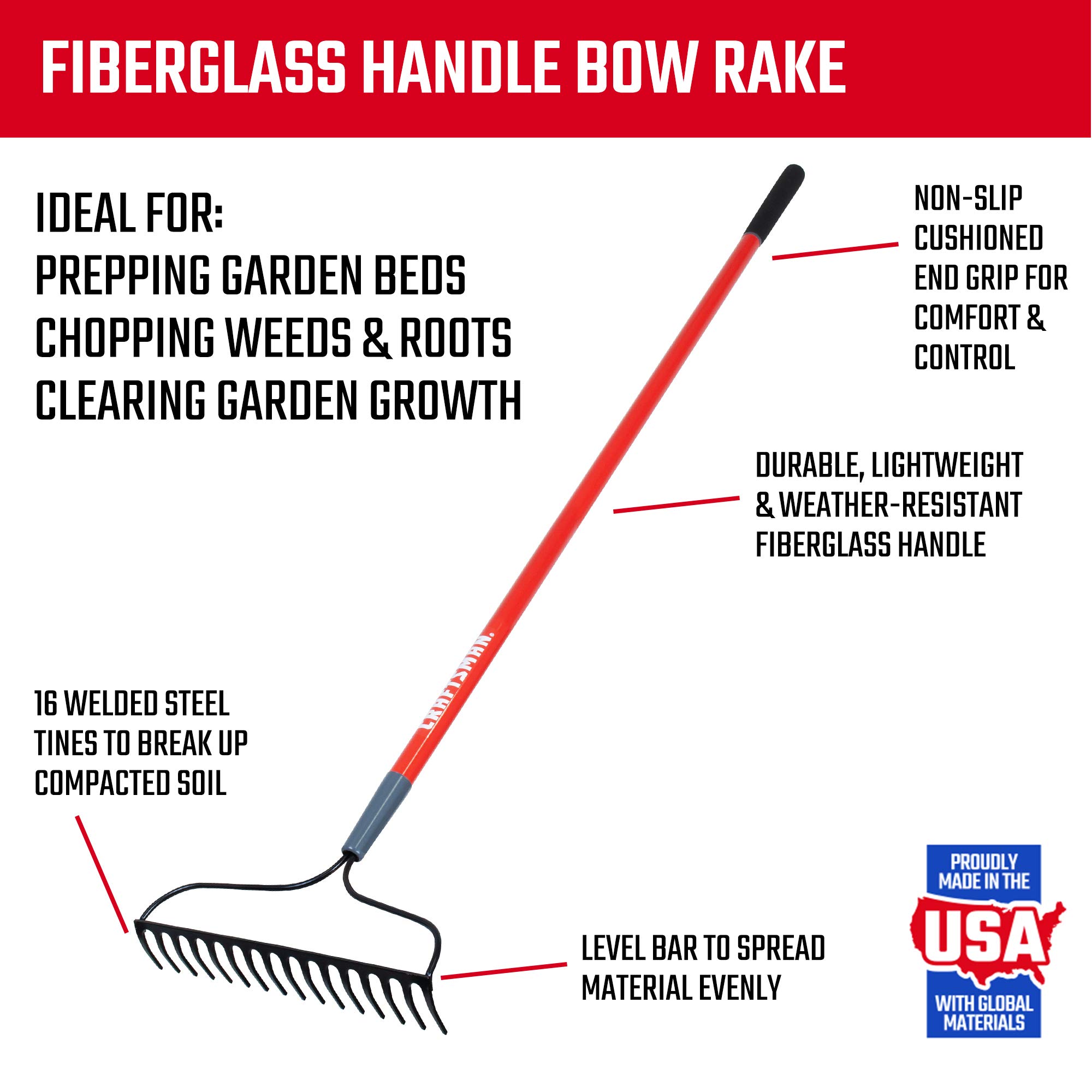 craftsman-2-piece-garden-tool-set-with-digging-shovel-and-bow-rake-fiberglass-ha image 4