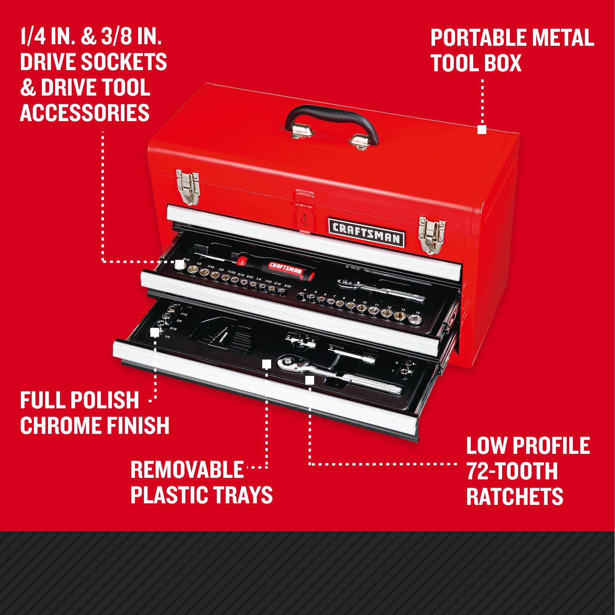 craftsman-104pc-mechanic-tool-set-cmmt45104-with-portable-toolbox-72-tooth-low-p image 2