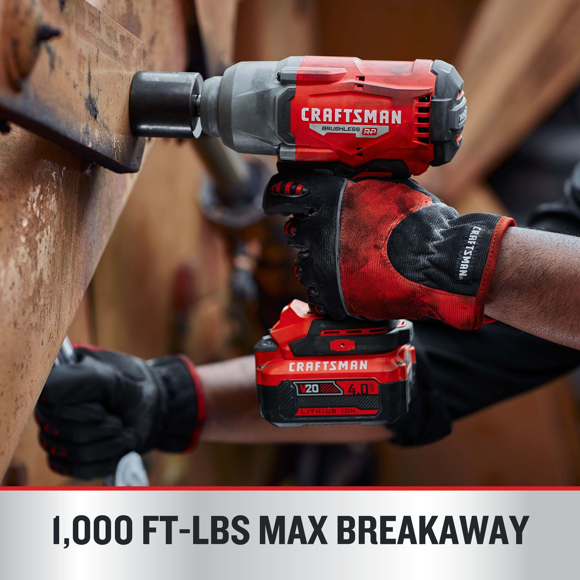 craftsman-v20-brushless-high-torque-impact-wrench-1-2-inch-with-4ah-battery-and- image 4