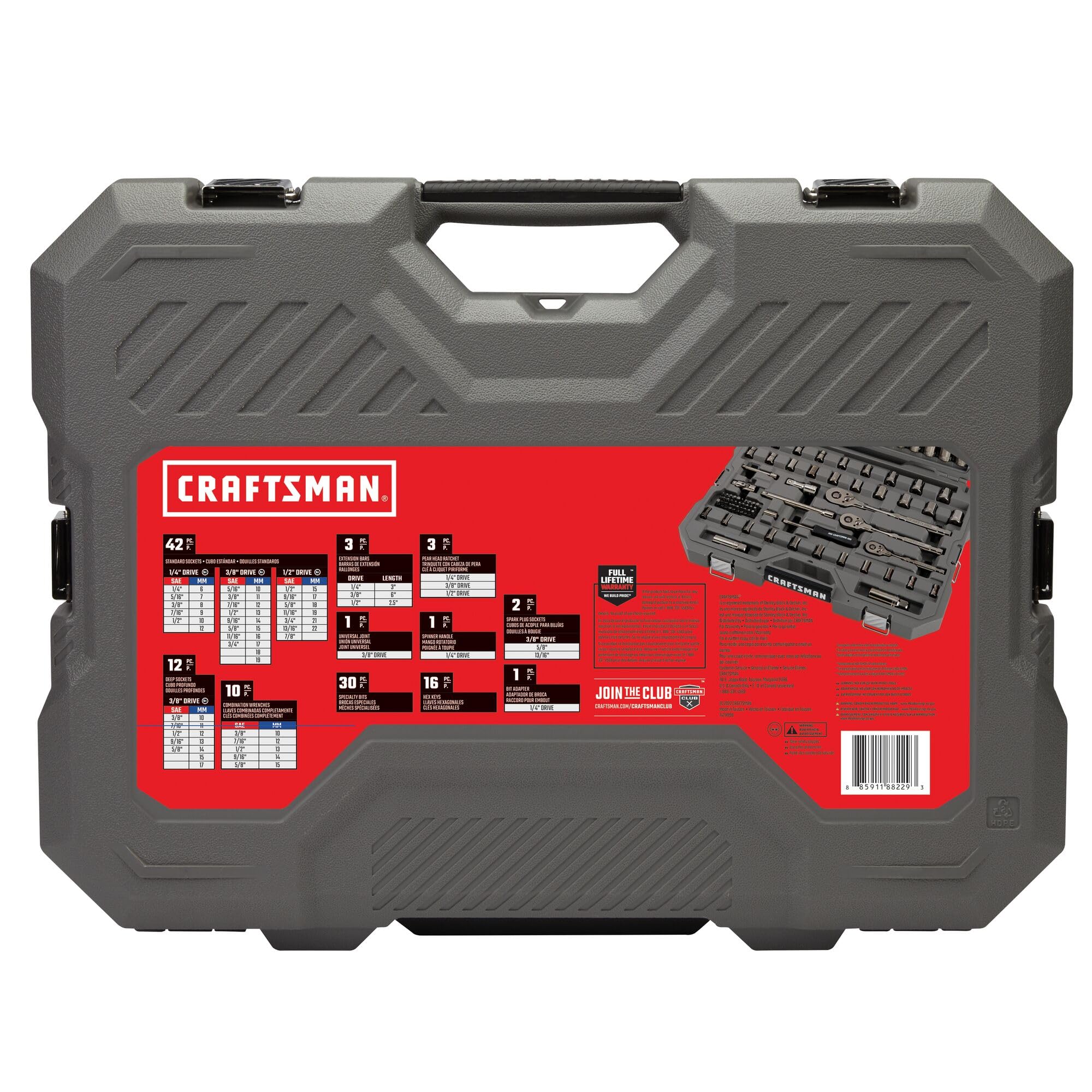 craftsman-overdrive-121-piece-mechanics-tool-set-sae-metric-gunmetal-chrome-hard image 8