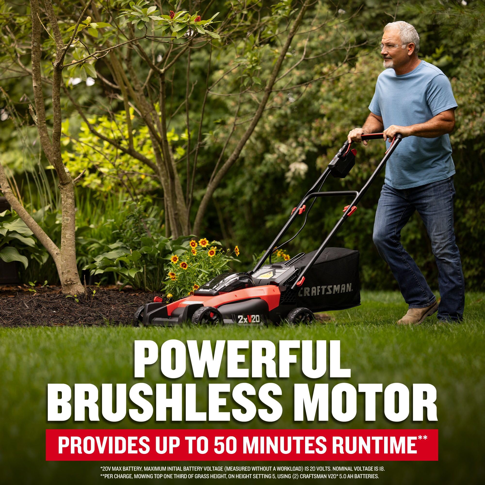 craftsman-v20-20-inch-cordless-push-lawn-mower-kit-2-x-5ah-batteries-and-charger image 4