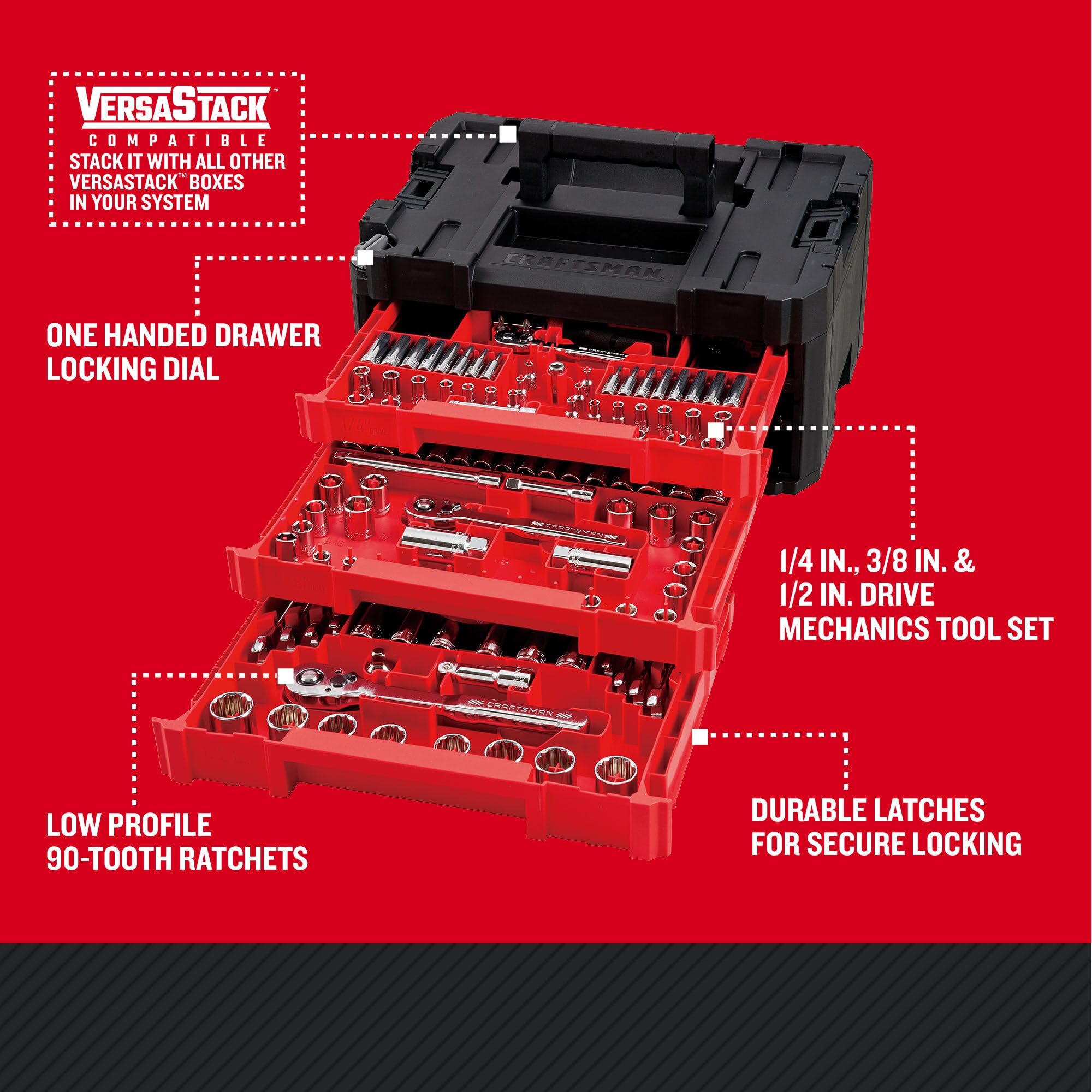 craftsman-cmmt45309-262-piece-mechanic-tool-set-with-3-drawer-versastack-box-sae image 3