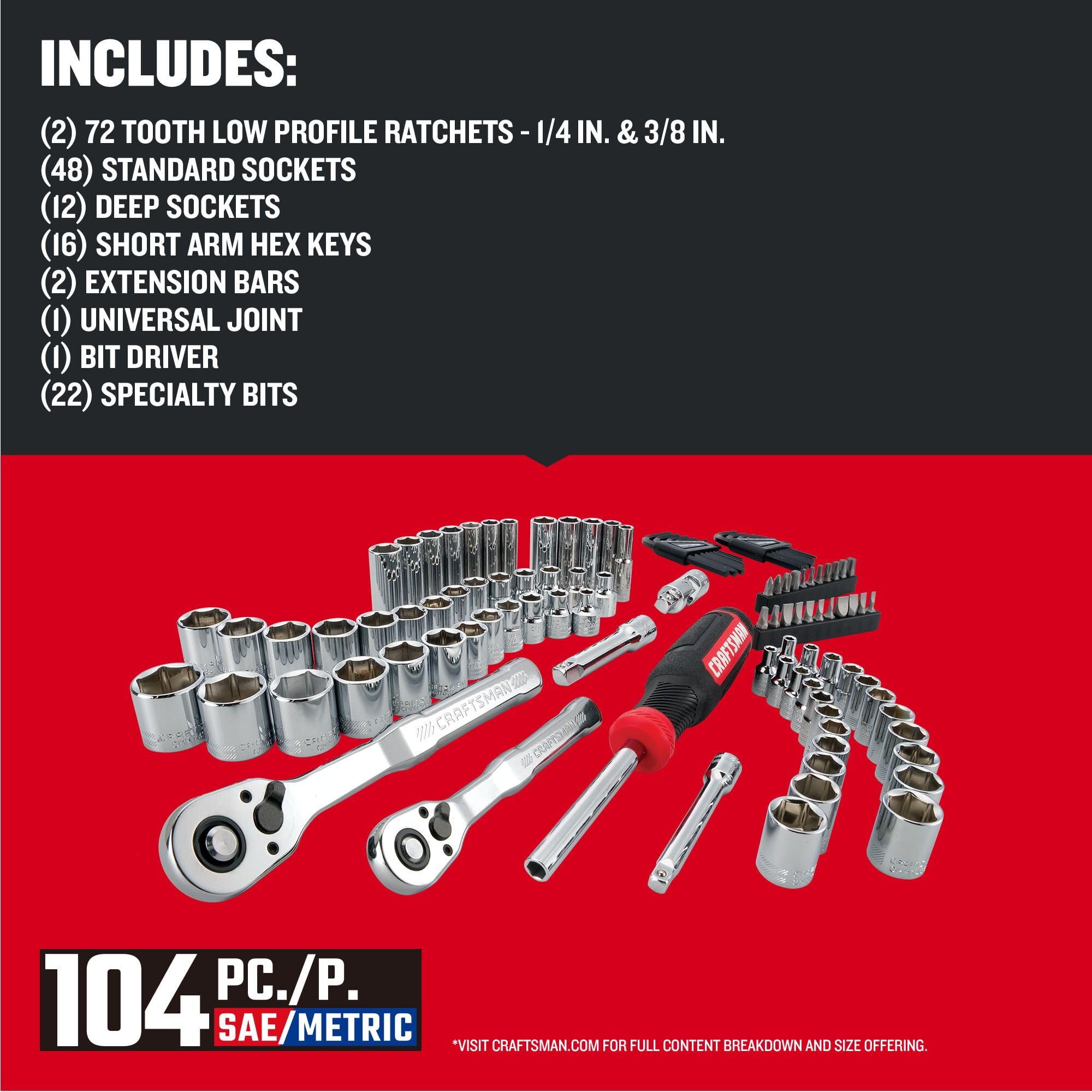 craftsman-104pc-mechanic-tool-set-cmmt45104-with-portable-toolbox-72-tooth-low-p image 3