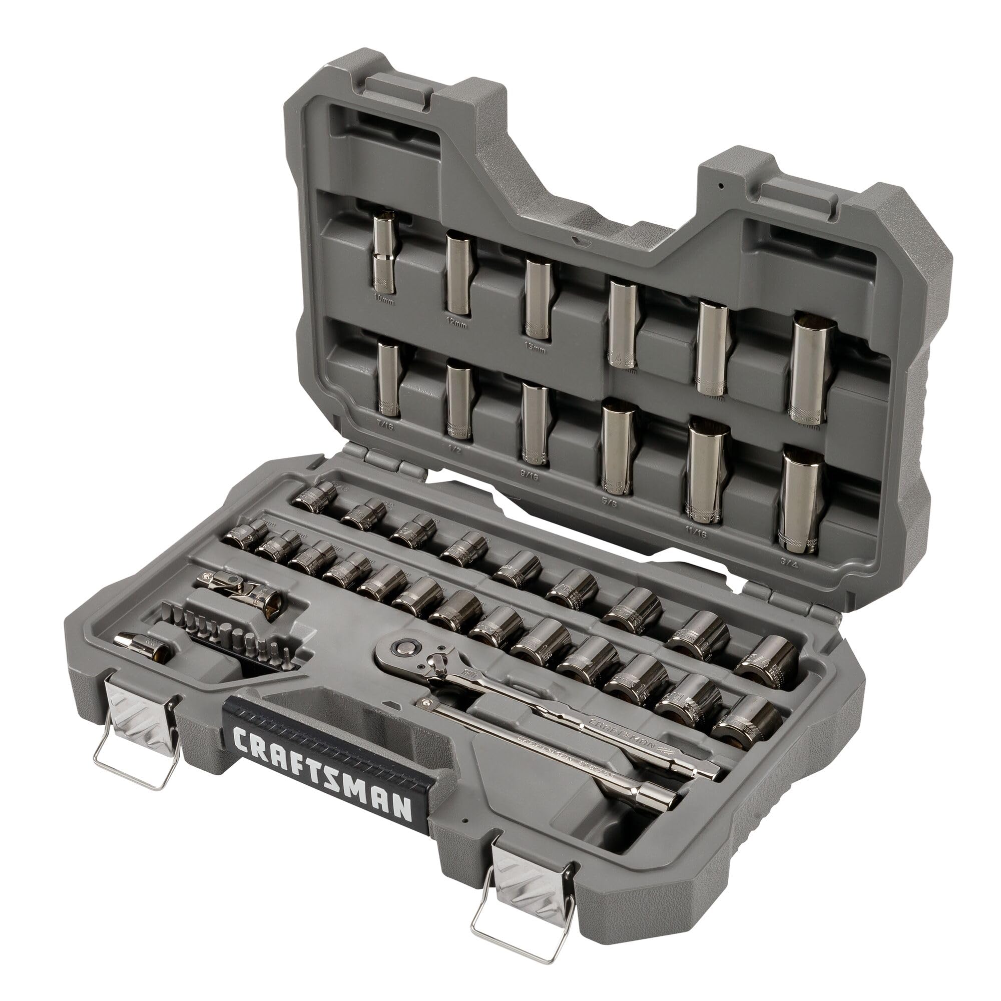 craftsman-overdrive-49-piece-gunmetal-chrome-mechanics-tool-set-sae-metric-socke image 3