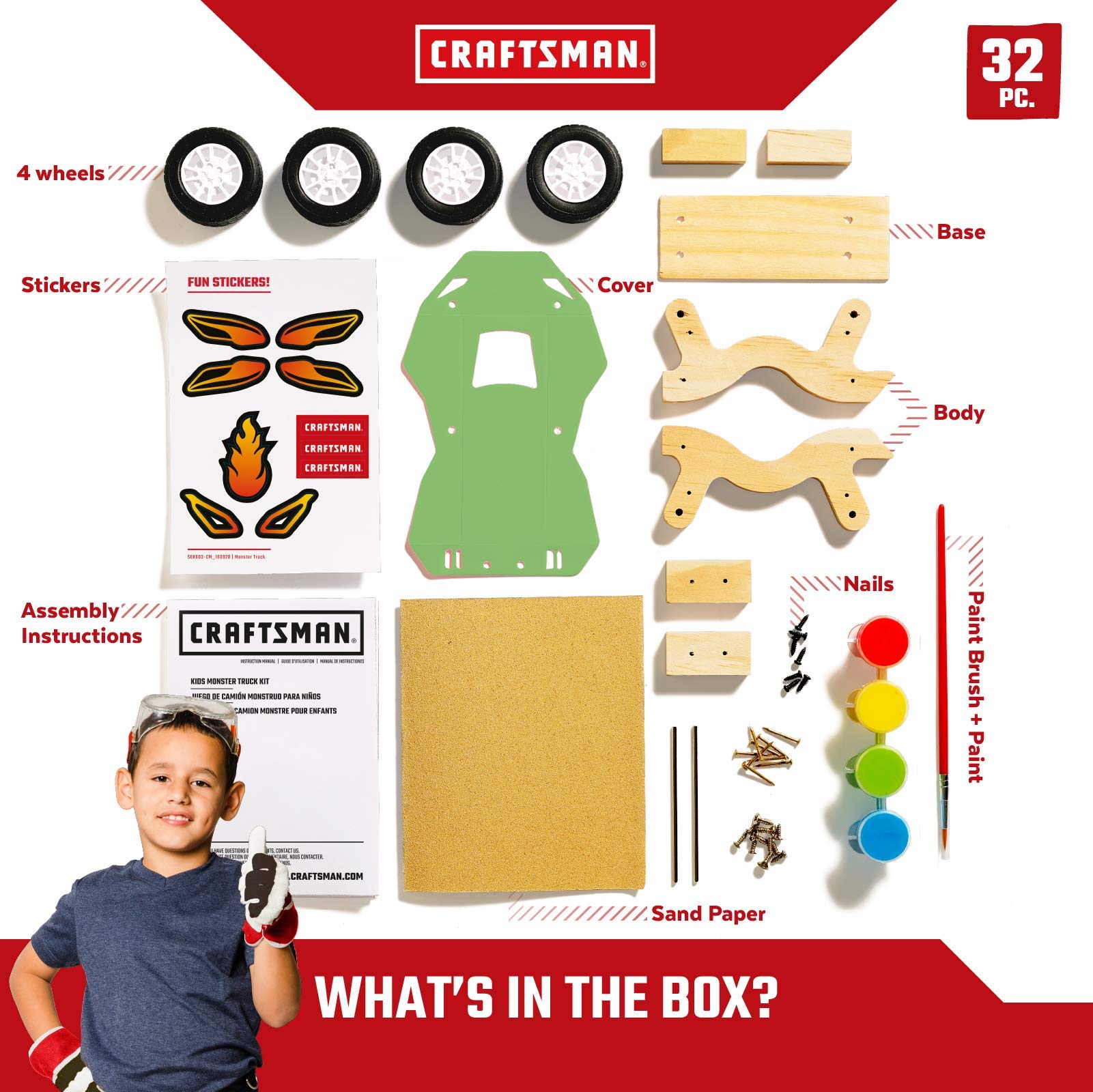 craftsman-wooden-monster-truck-building-kit-for-kids-diy-stem-craft-paint-includ image 4