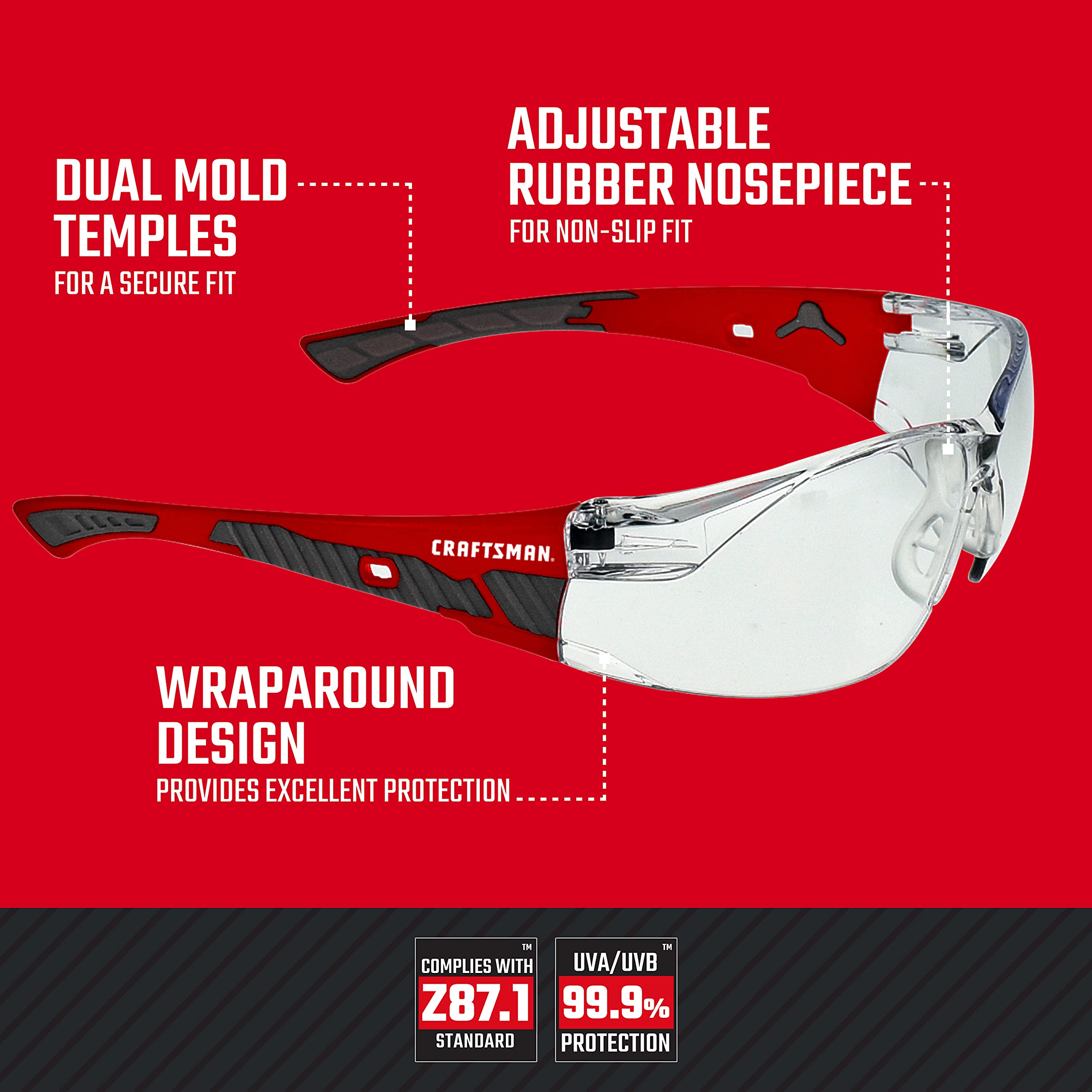 craftsman-200-safety-glasses-comfort-fit-clear-lens-red-frame image 2