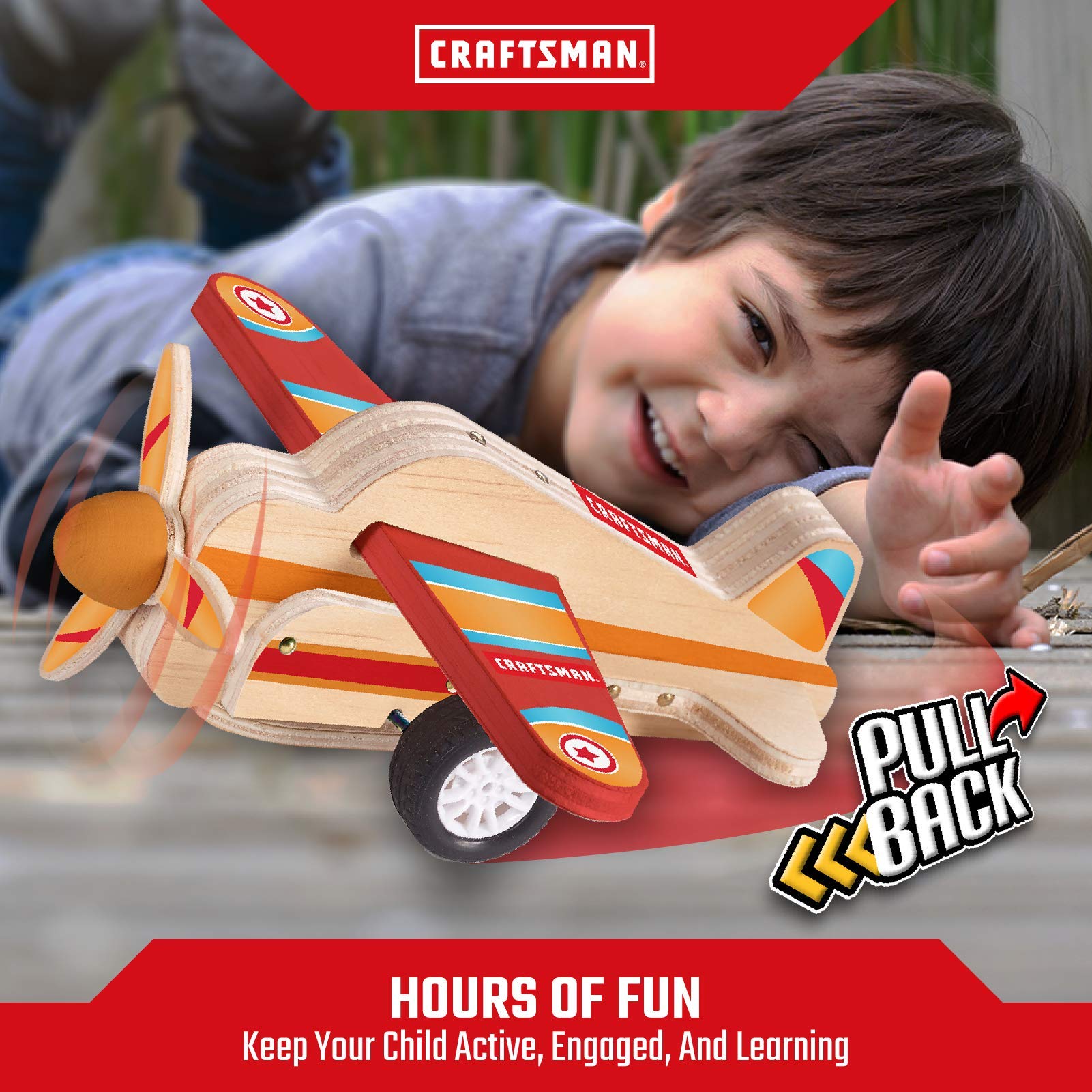 craftsman-pull-back-airplane-kit-diy-wood-building-toy-for-kids-friction-powered image 4