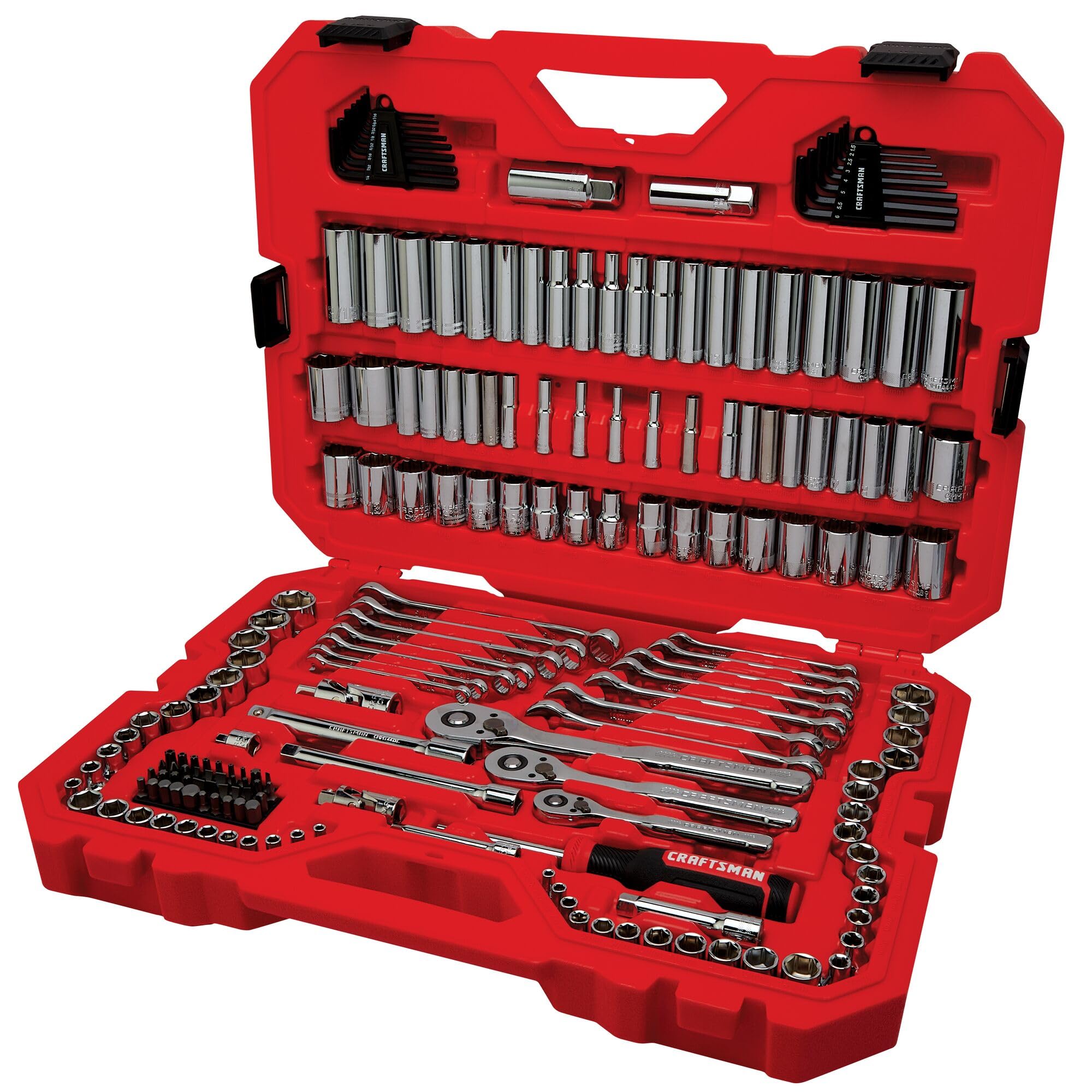 craftsman-189-piece-mechanics-tool-set-1-4-3-8-1-2-inch-drive-with-90-tooth-ratc image 1