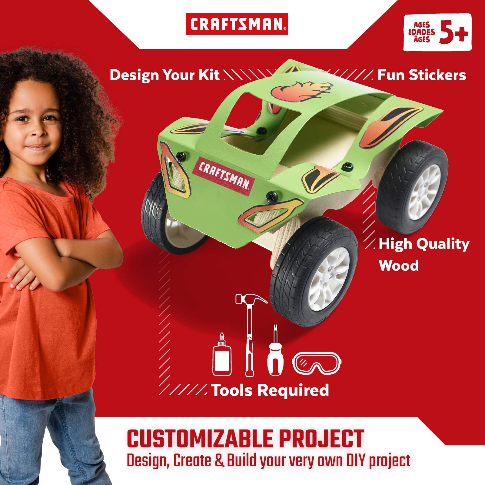 craftsman-wooden-monster-truck-building-kit-for-kids-diy-stem-craft-paint-includ image 5
