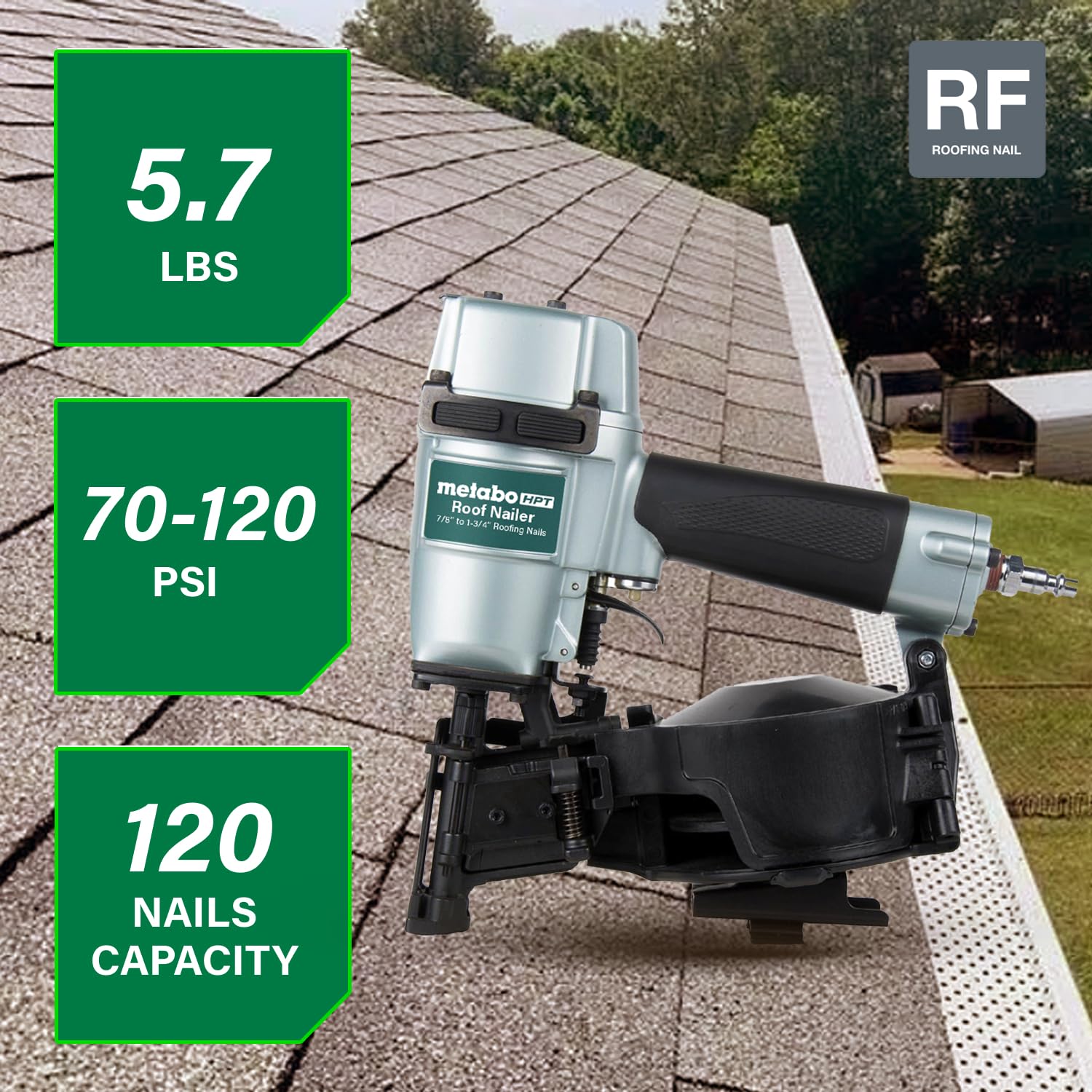 metabo-hpt-pneumatic-roofing-nailer-16-degree-asphalt-shingles-nv45ab2 image 2
