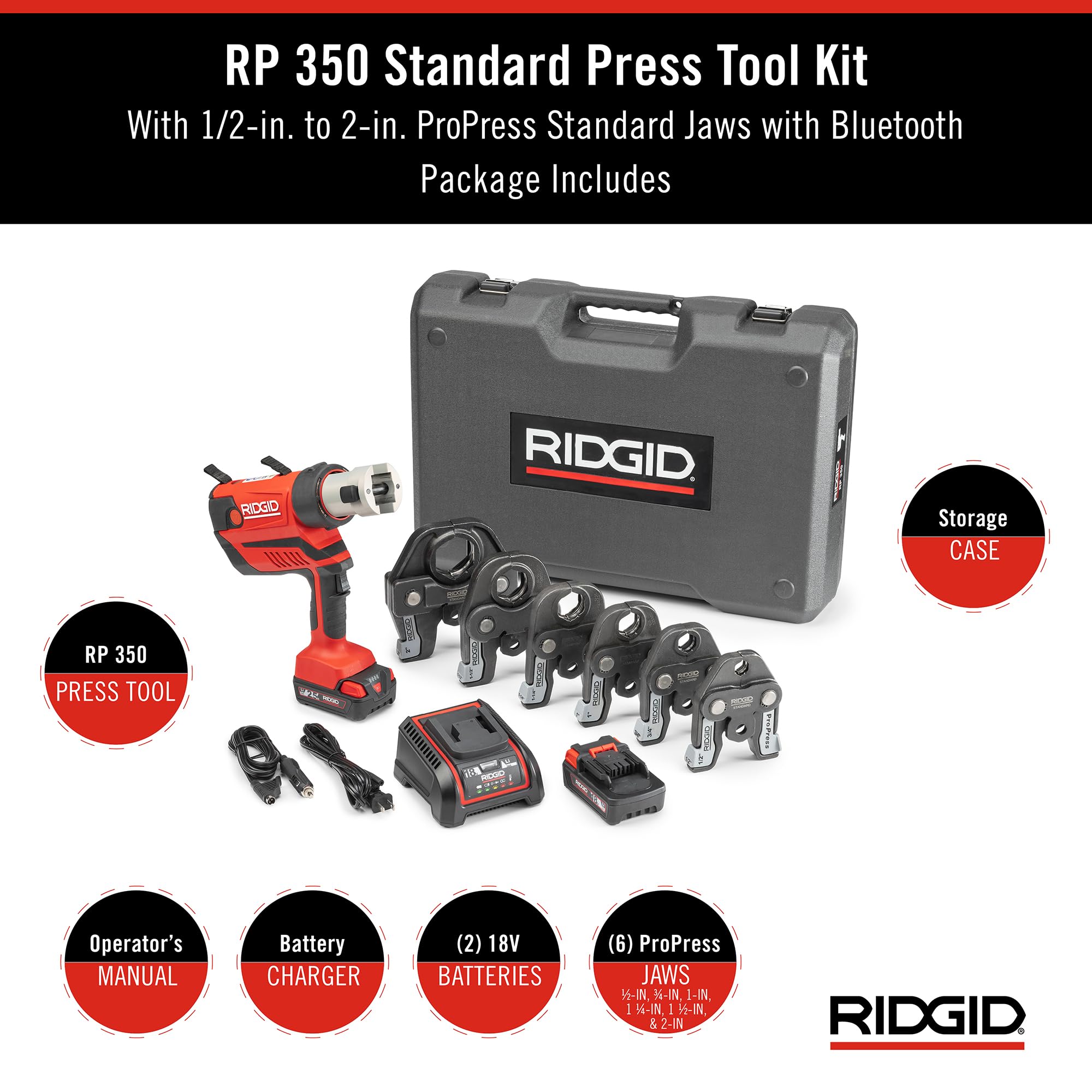 ridgid-rp-350-propress-8-piece-pressing-tool-kit-with-18v-battery-charger-4-jaws image 2