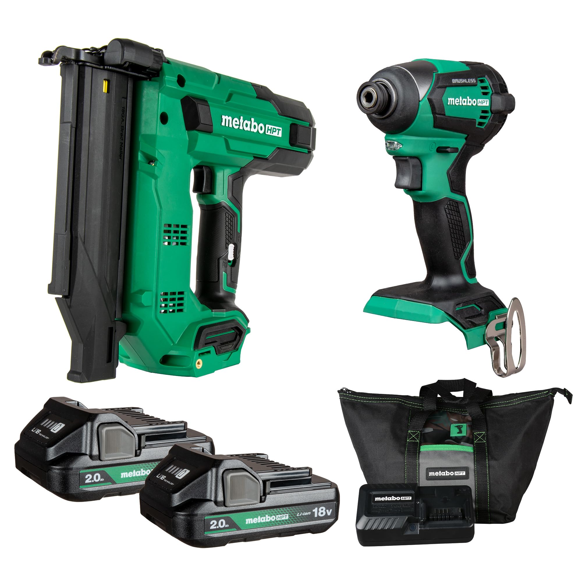 metabo-hpt-18v-multivolt-2-piece-combo-kit-kc18dexqd-impact-driver-18-gauge-brad image 1