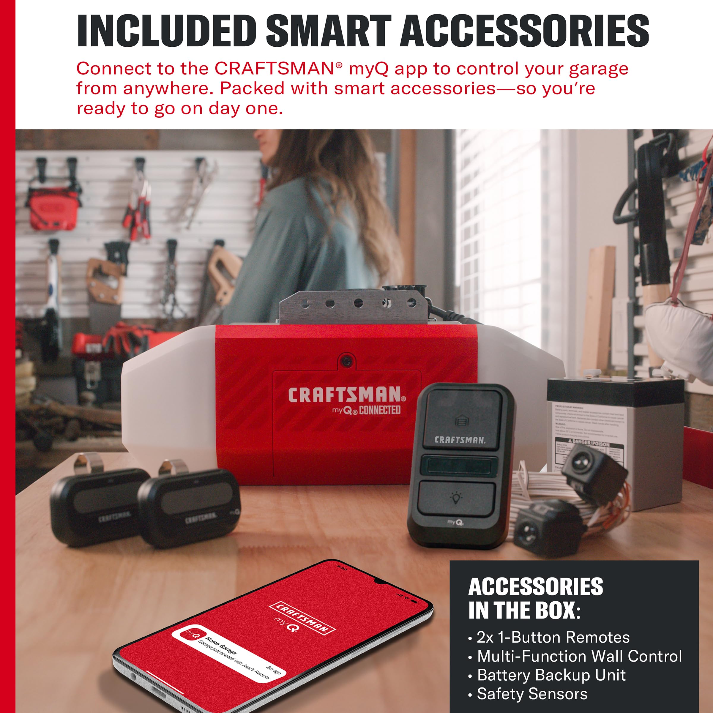 craftsman-3-4-hp-myq-ultra-quiet-smart-belt-drive-garage-door-opener-with-wi-fi- image 6