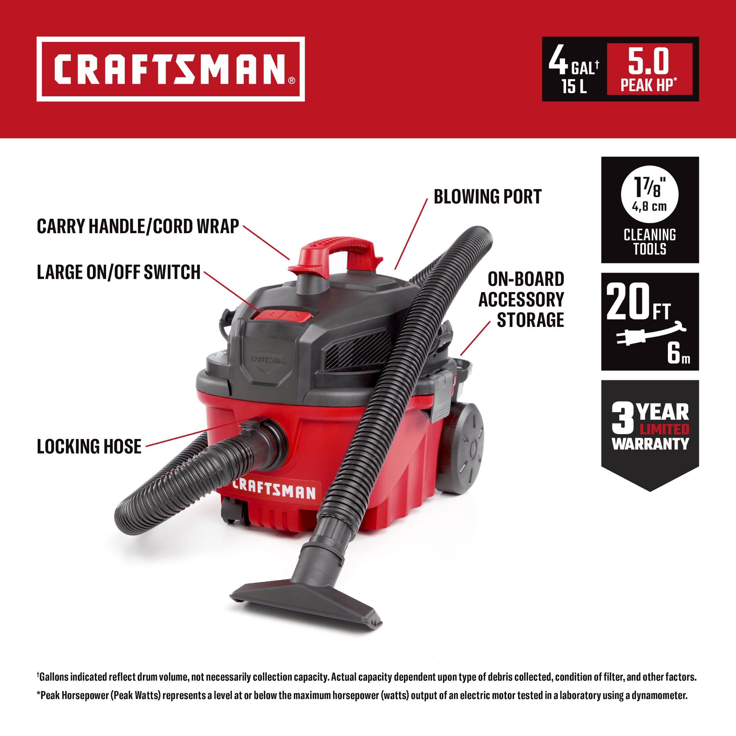 craftsman-4-gallon-5-0-peak-hp-wet-dry-shop-vacuum-cmxevbe17040-auto-detailing-h image 2
