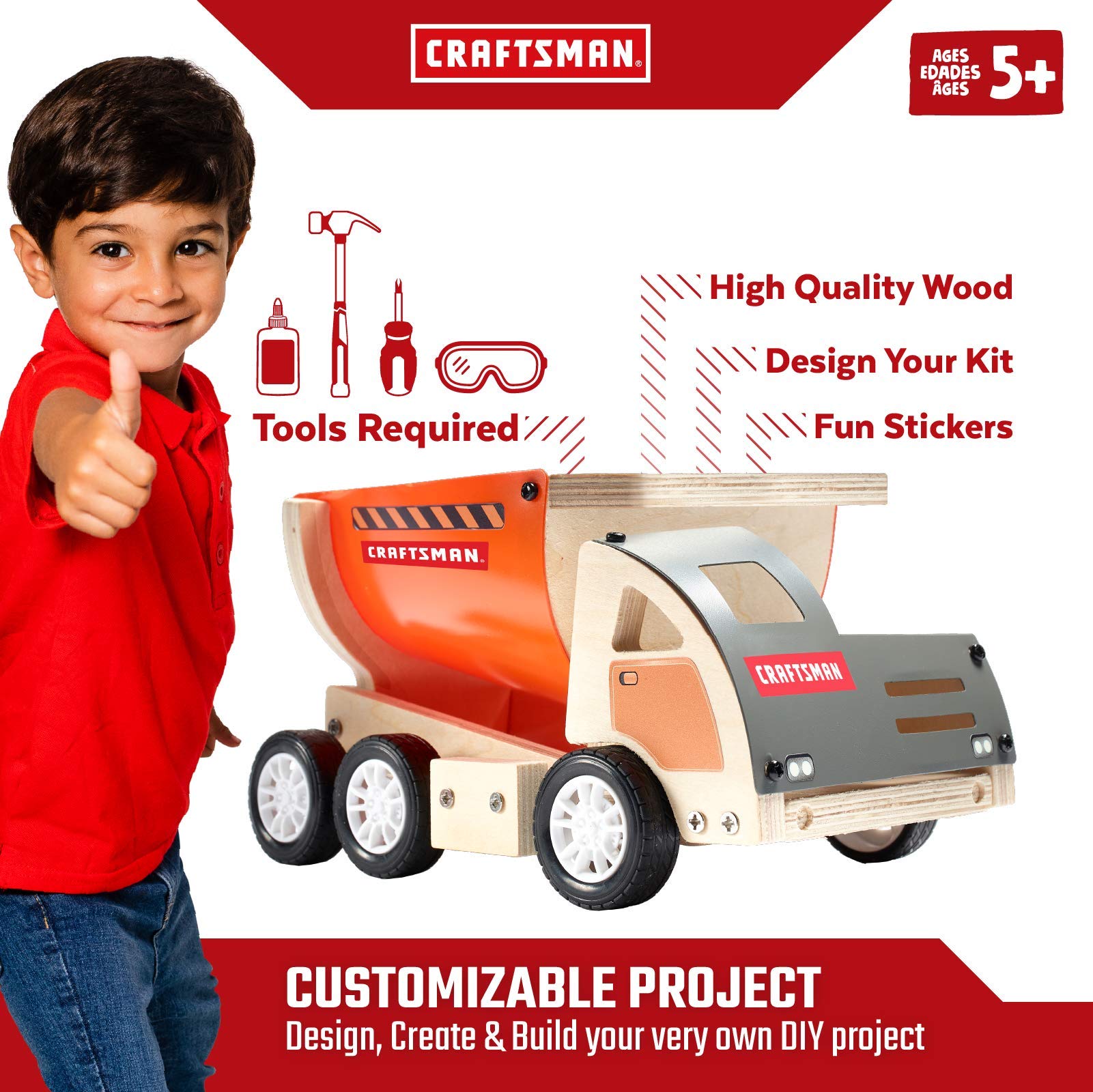 craftsman-dump-truck-kit-wooden-building-set-for-kids-4-paints-and-decals-includ image 5