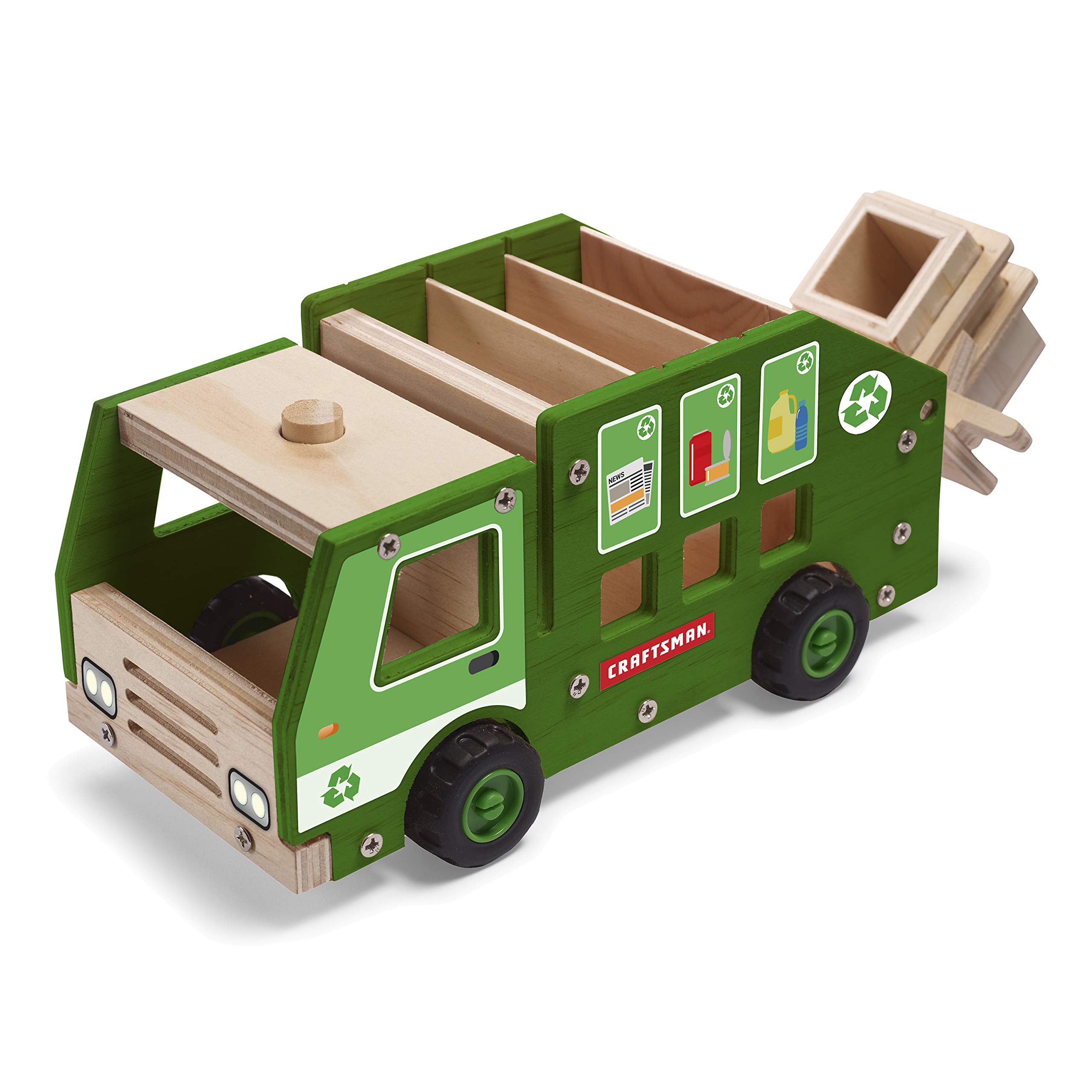 craftsman-recycling-truck-kit-wooden-diy-building-set-for-kids-ages-5-12-include image 1