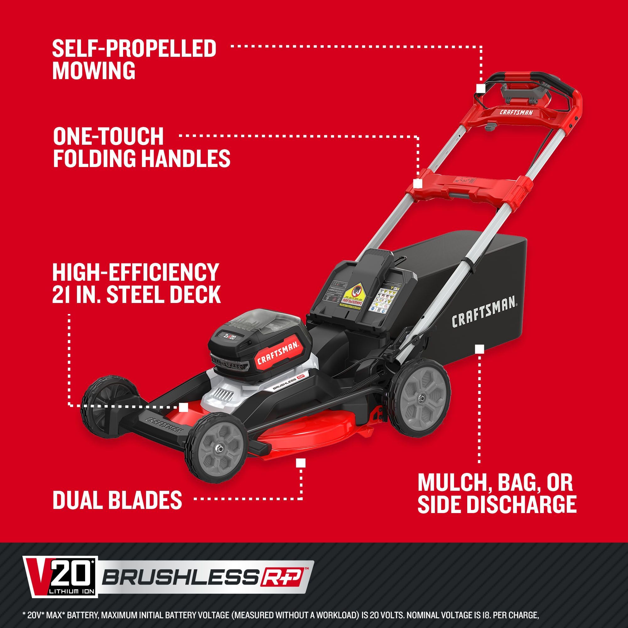 craftsman-v20-brushless-rp-21-in-rear-wheel-driver-mower-2-x-9ah-batteries-and-2 image 3