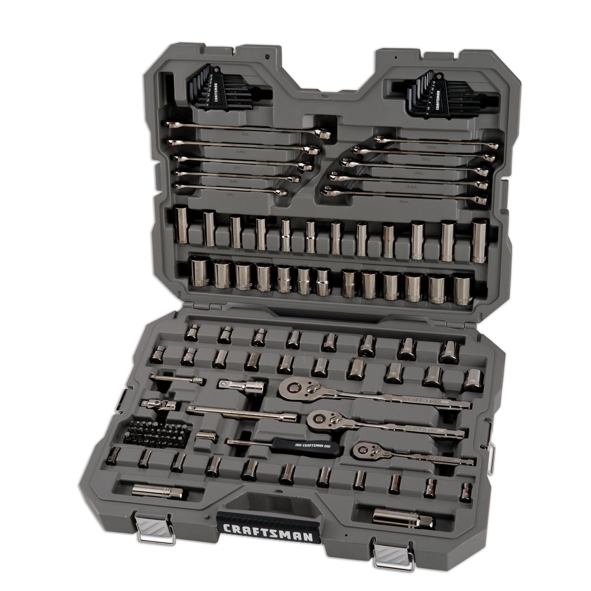 craftsman-overdrive-121-piece-mechanics-tool-set-sae-metric-gunmetal-chrome-hard image 1