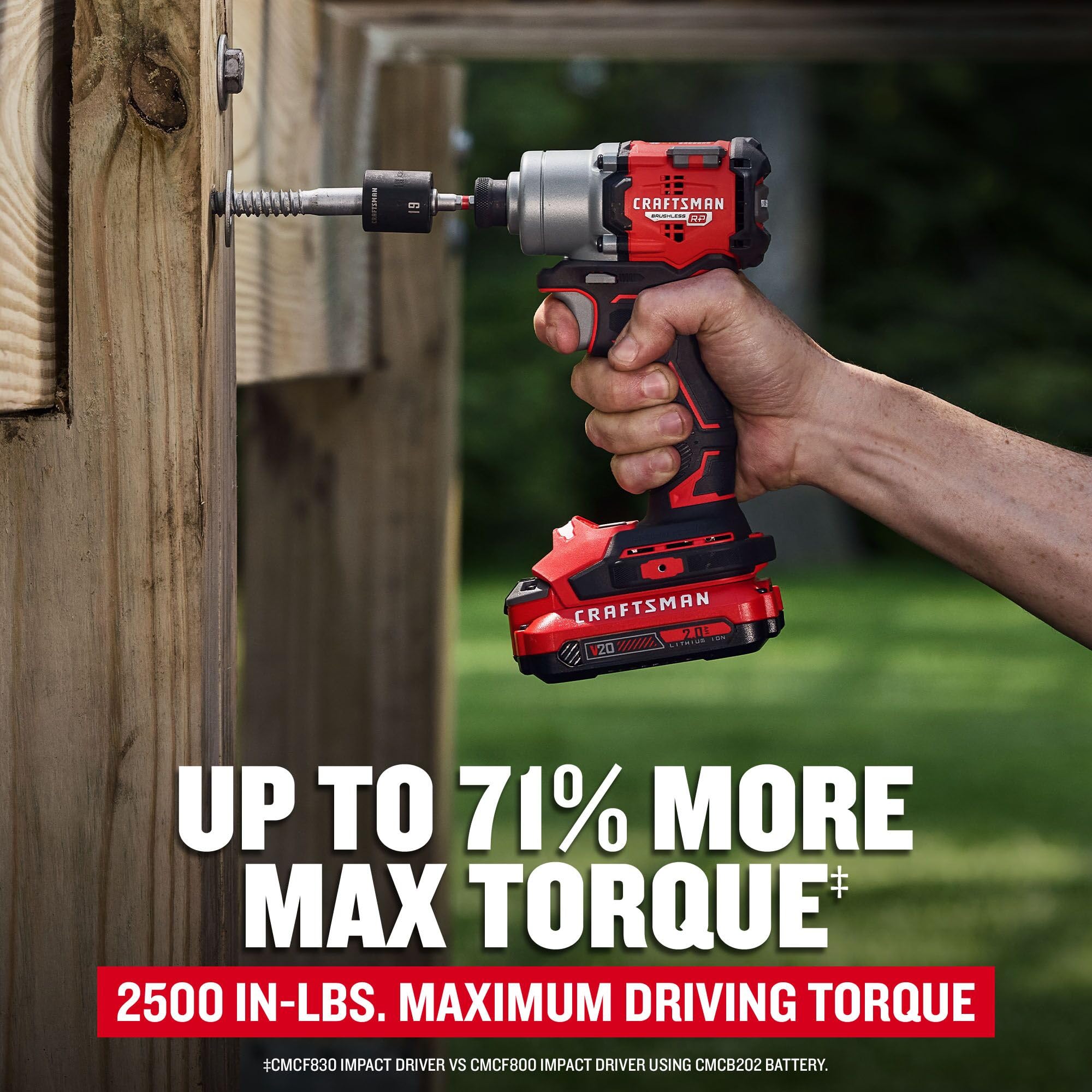craftsman-v20-cordless-brushless-impact-driver-kit-cmcf830d2-with-2-batteries-ch image 3