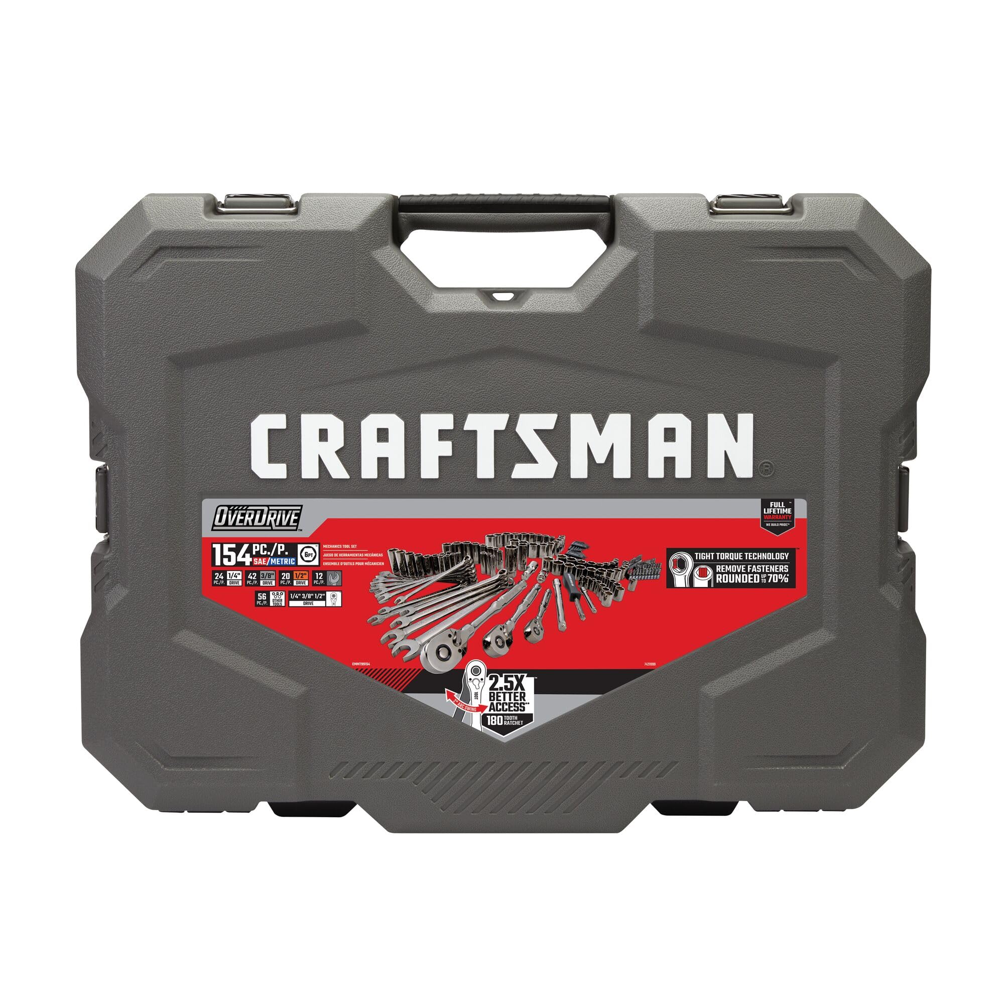 craftsman-overdrive-154-piece-gunmetal-chrome-mechanics-tool-set-standard-sae-me image 7