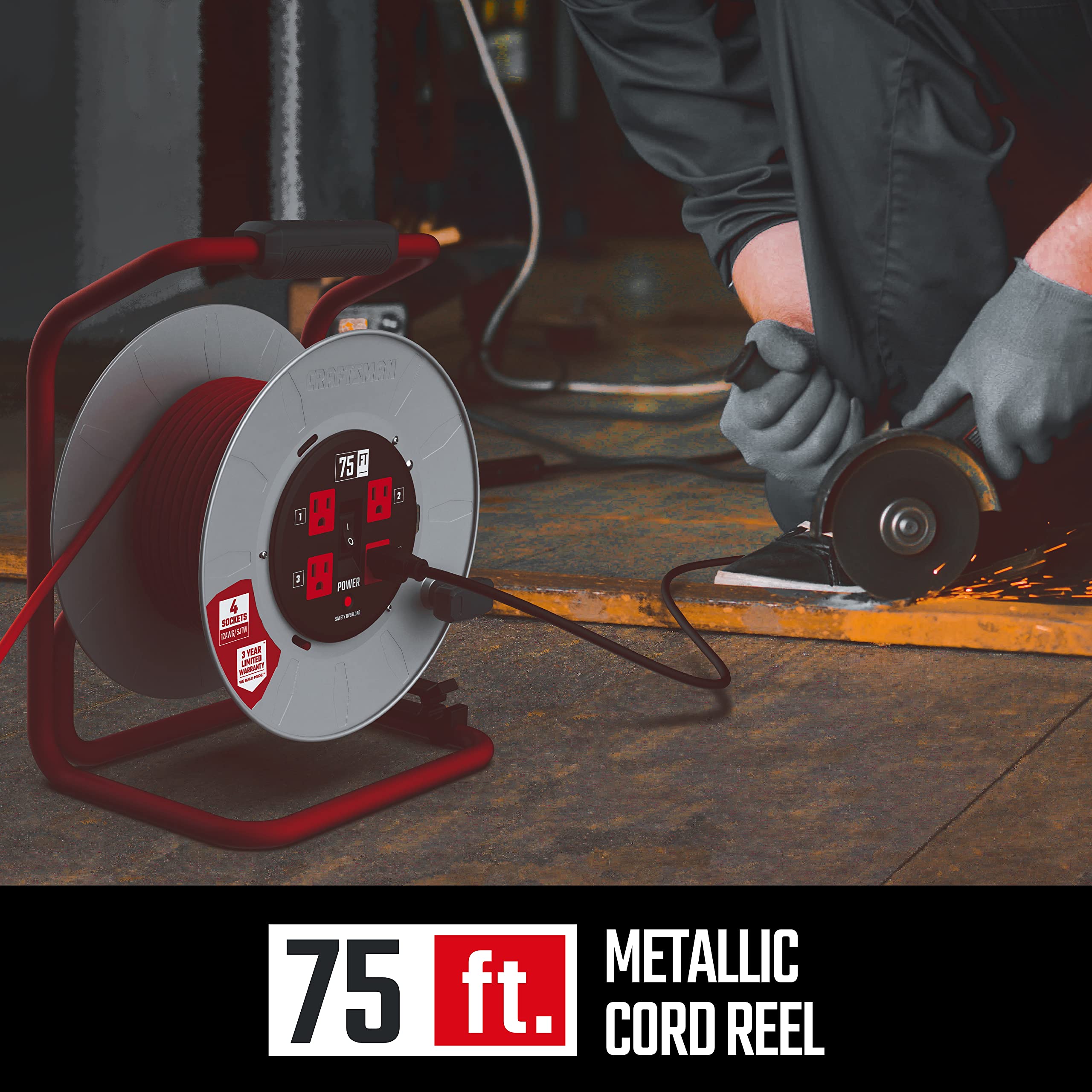 craftsman-75-ft-contractor-retractable-extension-cord-reel-with-4-outlets-12awg- image 8