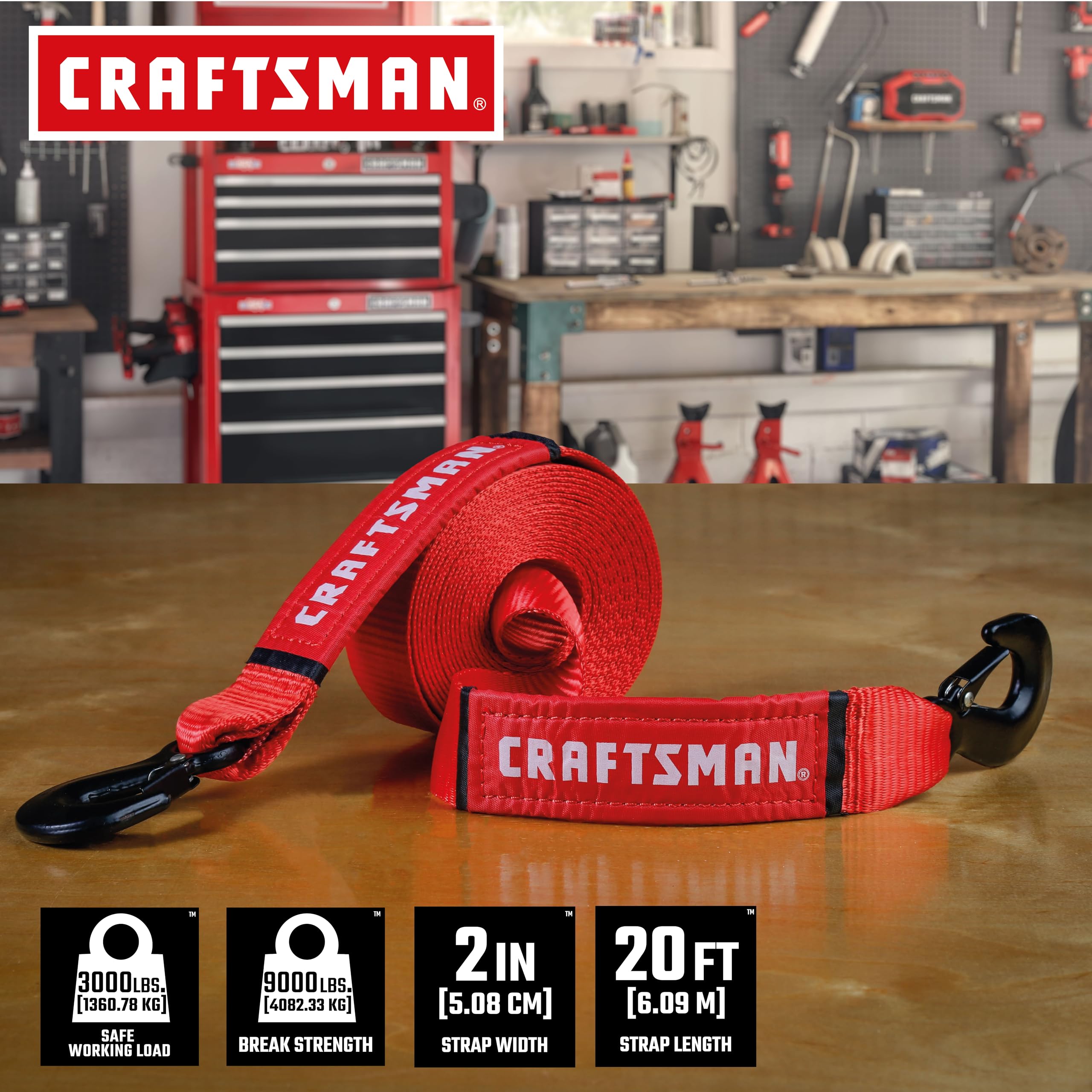 craftsman-2-x-20-tow-strap-with-coated-forged-steel-safety-clip-hooks-9-000-lbs- image 4