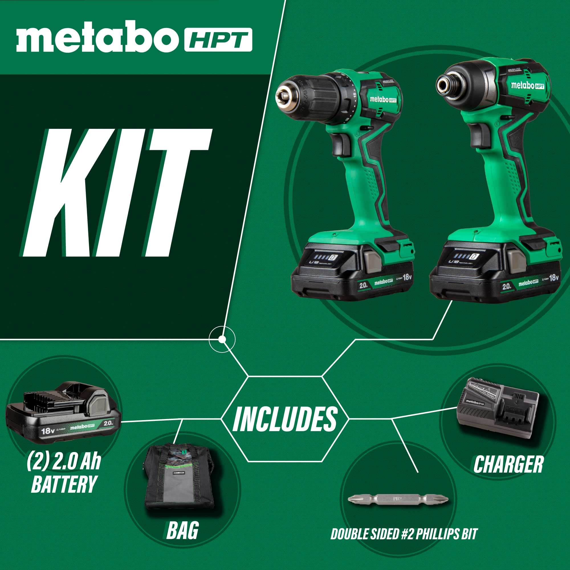 metabo-hpt-18v-multivolt-sub-compact-brushless-combo-kit-kc18ddxs-with-2-batteri image 4