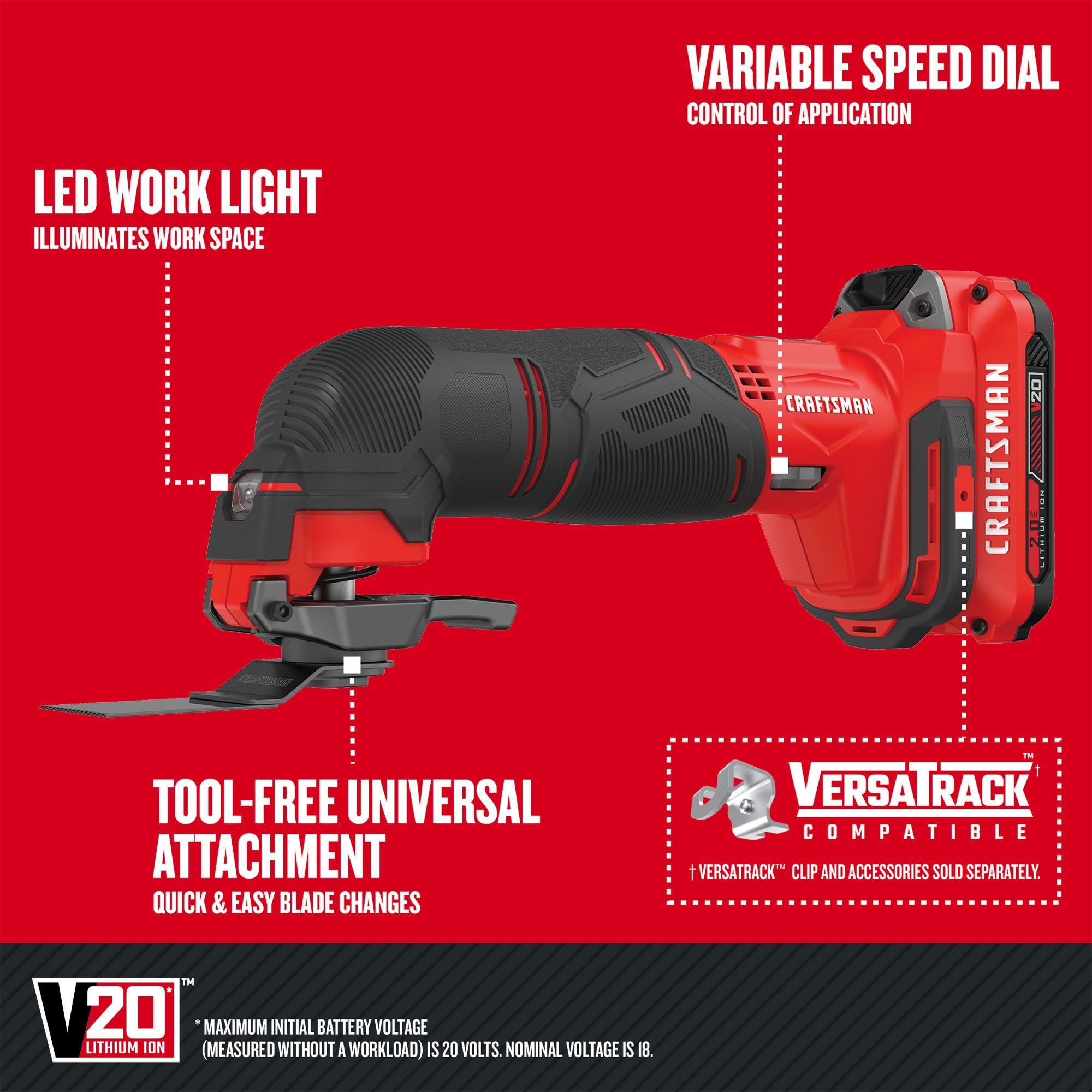 craftsman-v20-cordless-6-tool-power-tool-combo-kit-with-2-batteries-and-charger- image 6