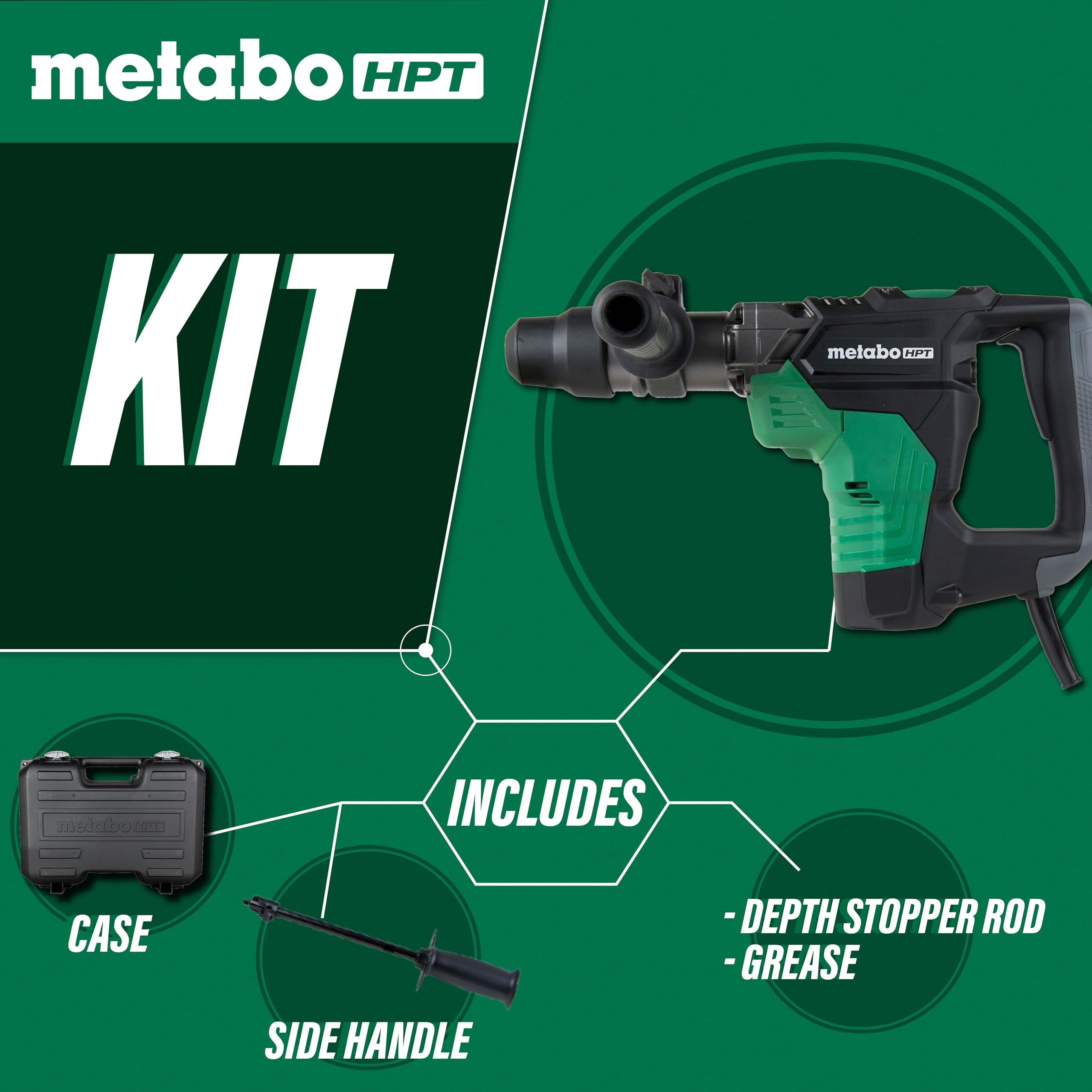 metabo-hpt-dh40mc-rotary-hammer-1-9-16-sds-max-10-amp-6-3-ft-lbs-impact-energy-2 image 3
