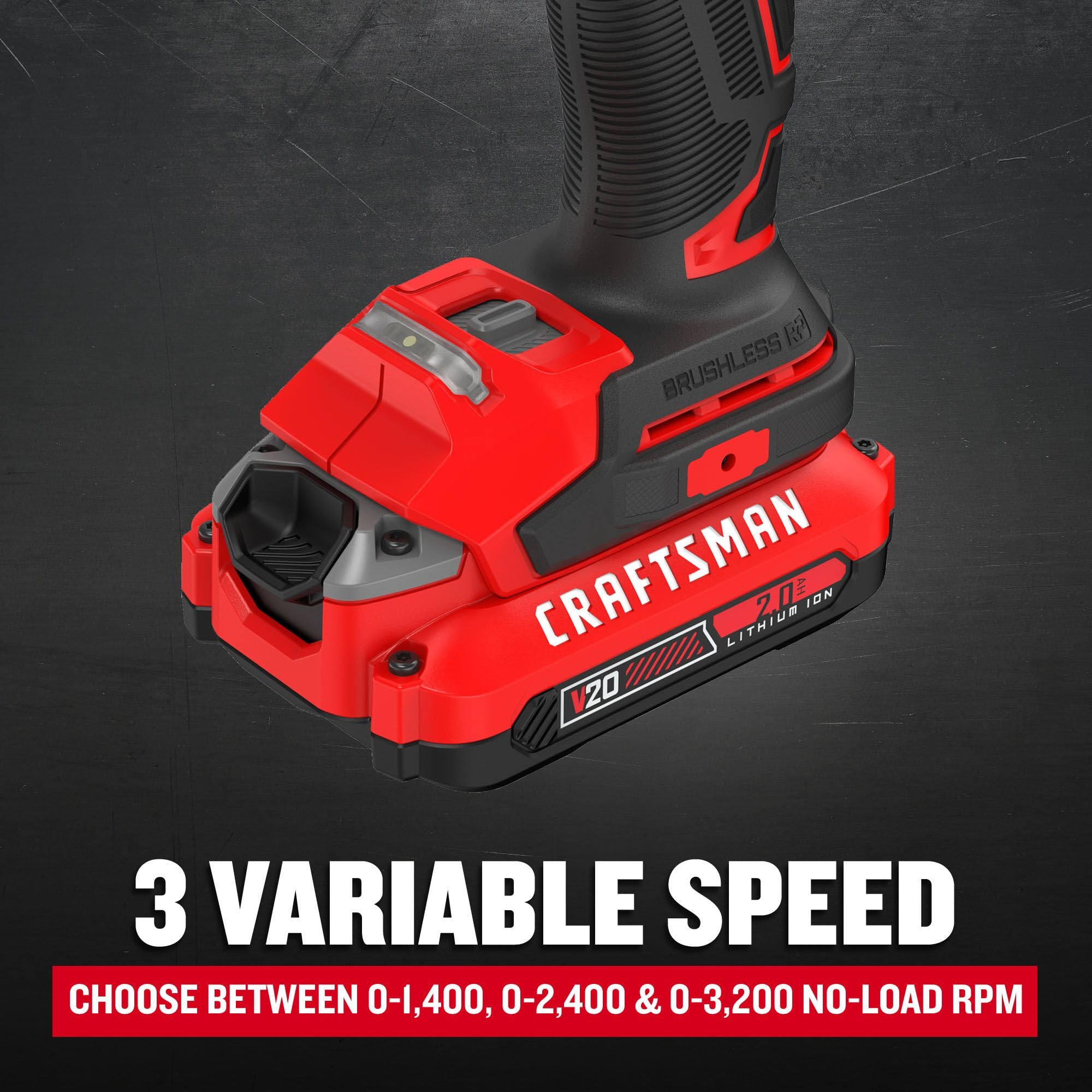 craftsman-v20-cordless-brushless-impact-driver-kit-cmcf830d2-with-2-batteries-ch image 7